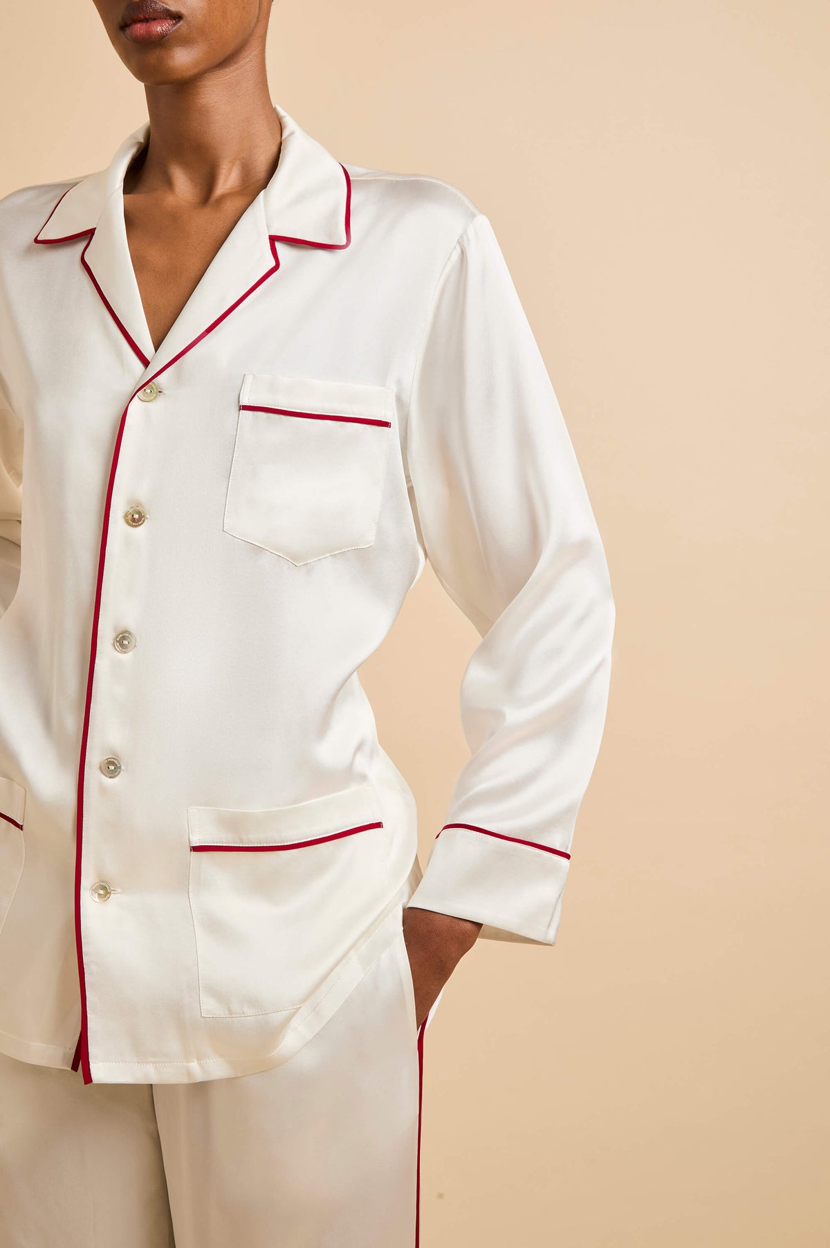 Yves Alouette Ivory Pyjamas in Silk Satin