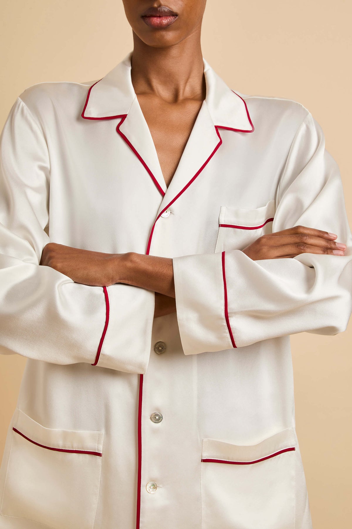 Yves Alouette Ivory Pyjamas in Silk Satin