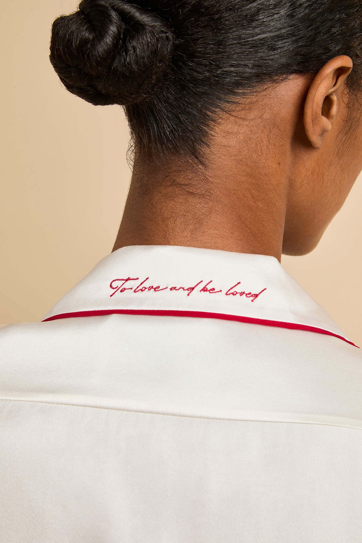 yves alouette ivory pyjamas in silk satin 