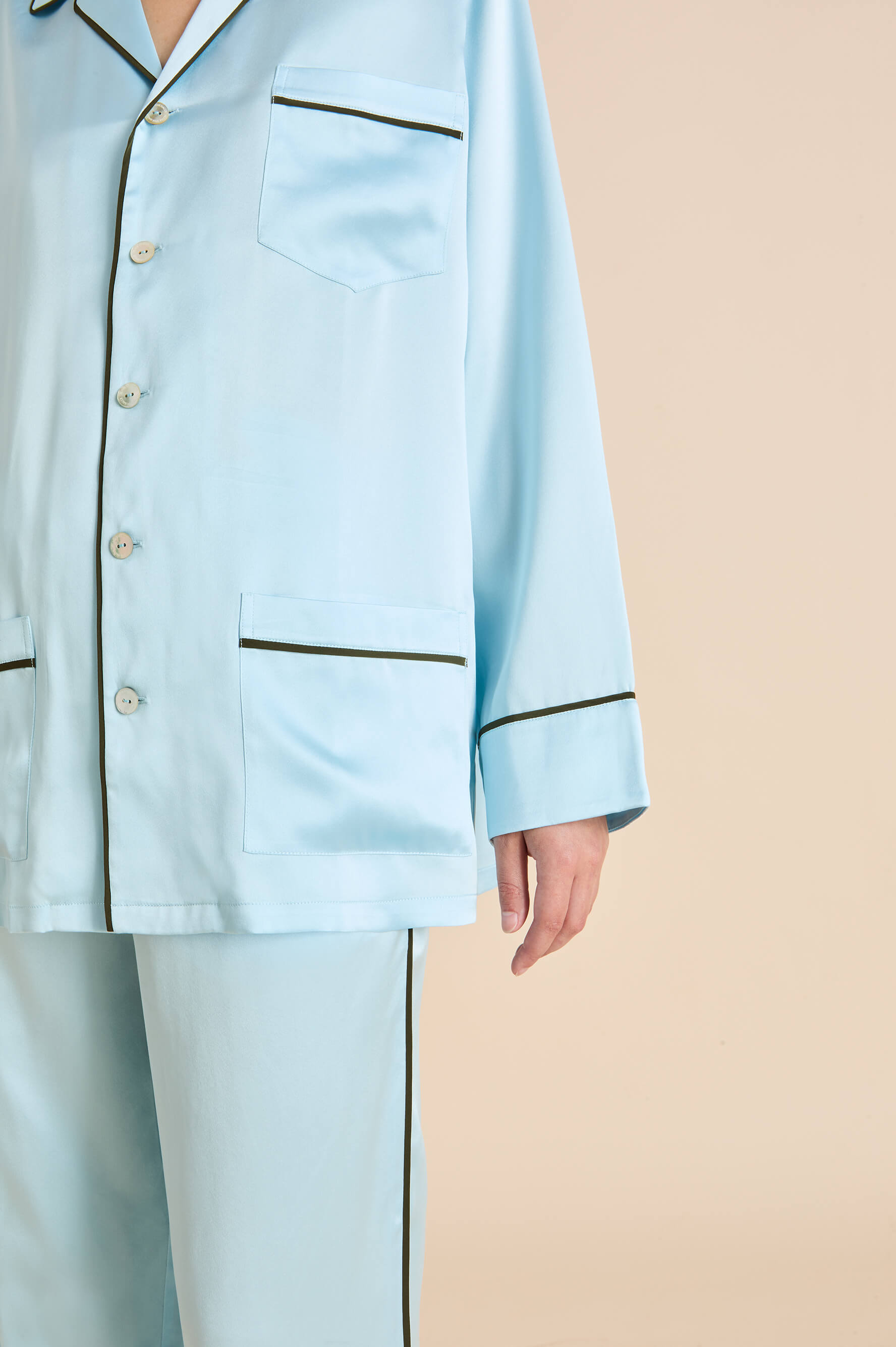 Yves Azure Blue Pyjamas in Silk Satin