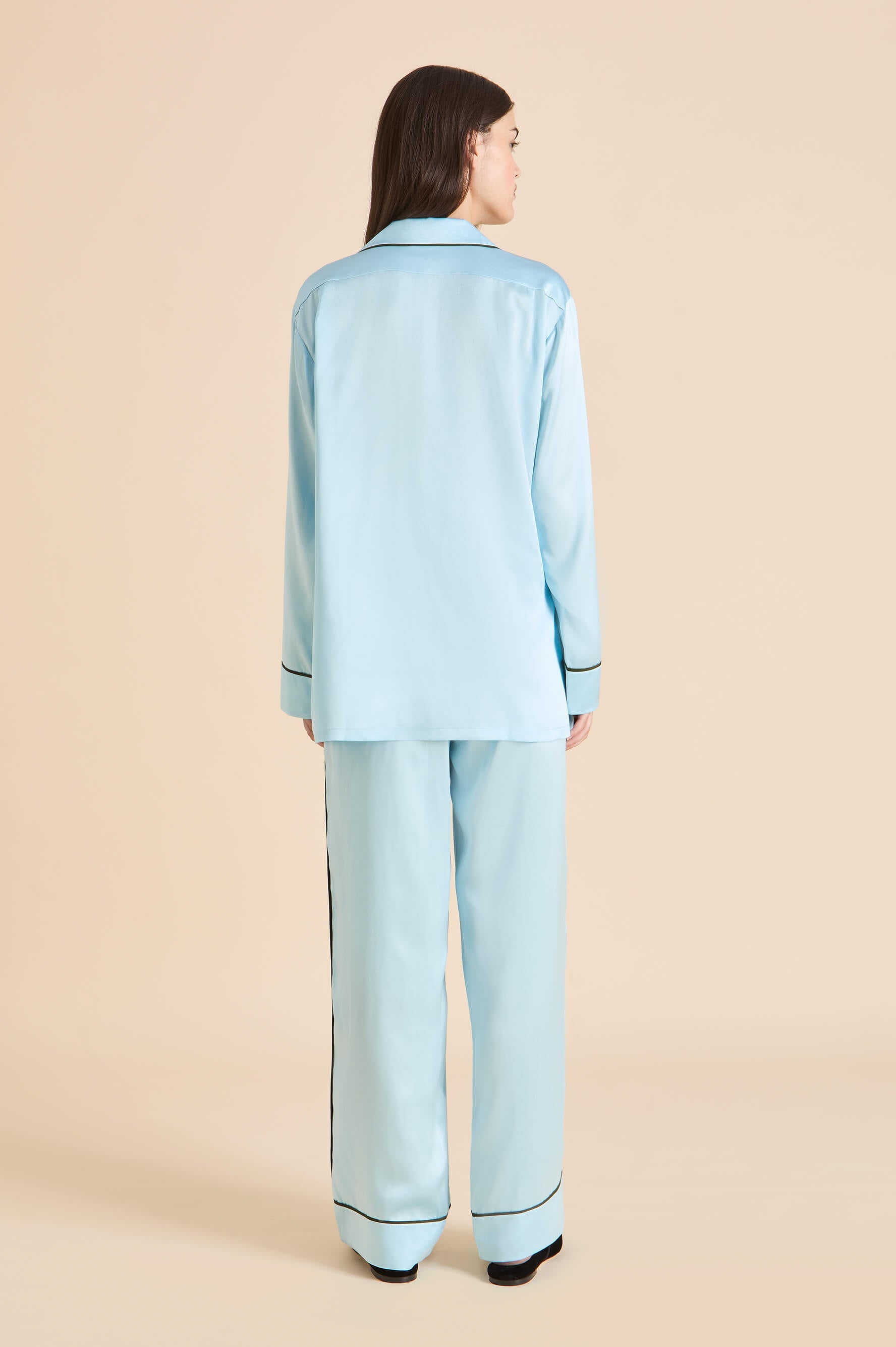 Yves Azure Blue Pyjamas in Silk Satin
