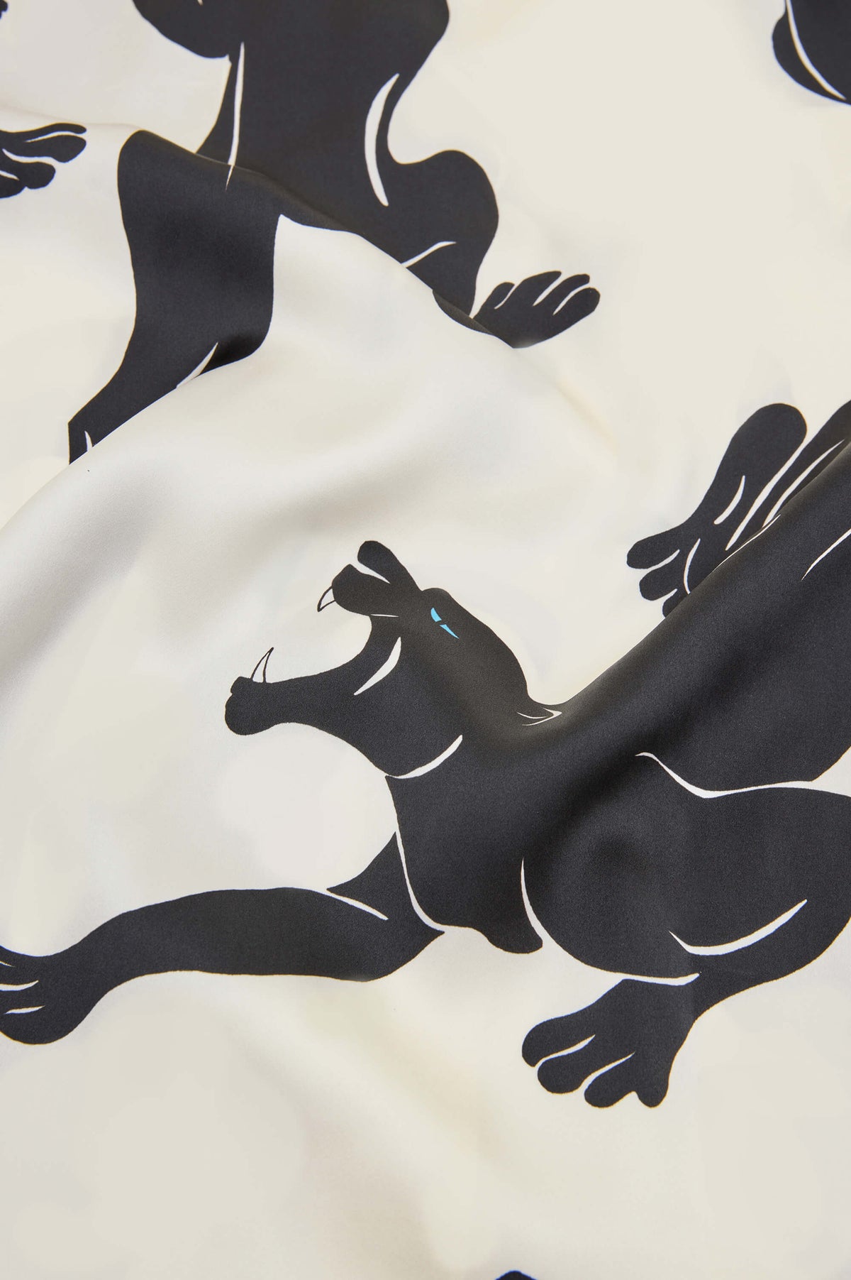 Yves Blanchet Ivory Panther Pajamas in Silk Satin