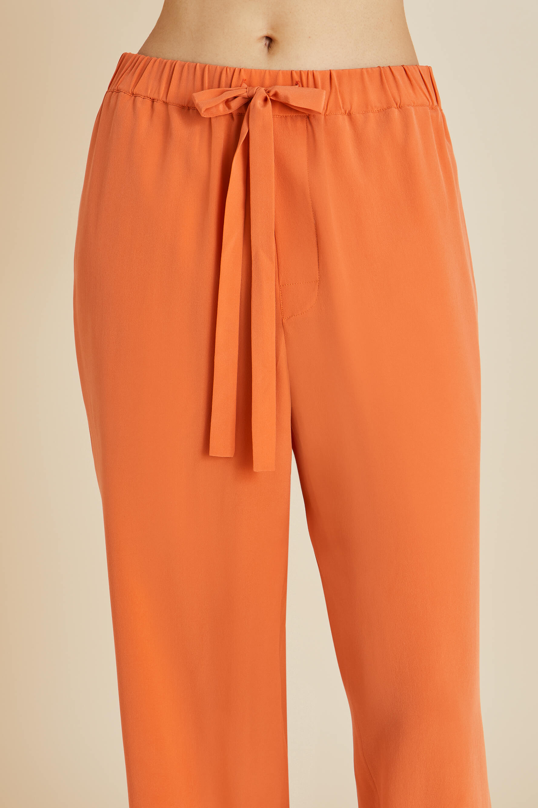 Yves Orange Silk Crêpe de Chine Pyjamas