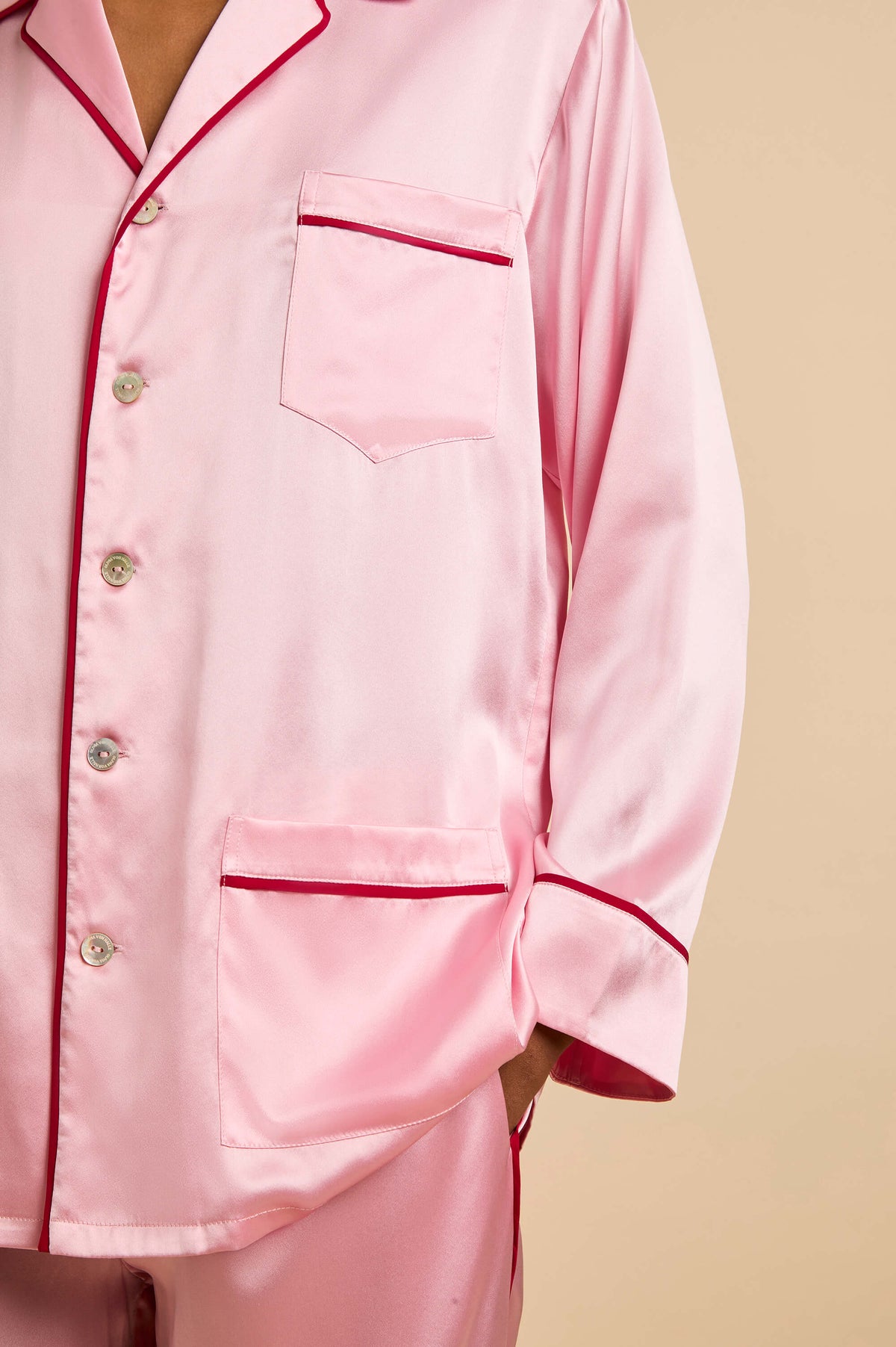 Yves Blush Pink Pyjamas in Silk Satin