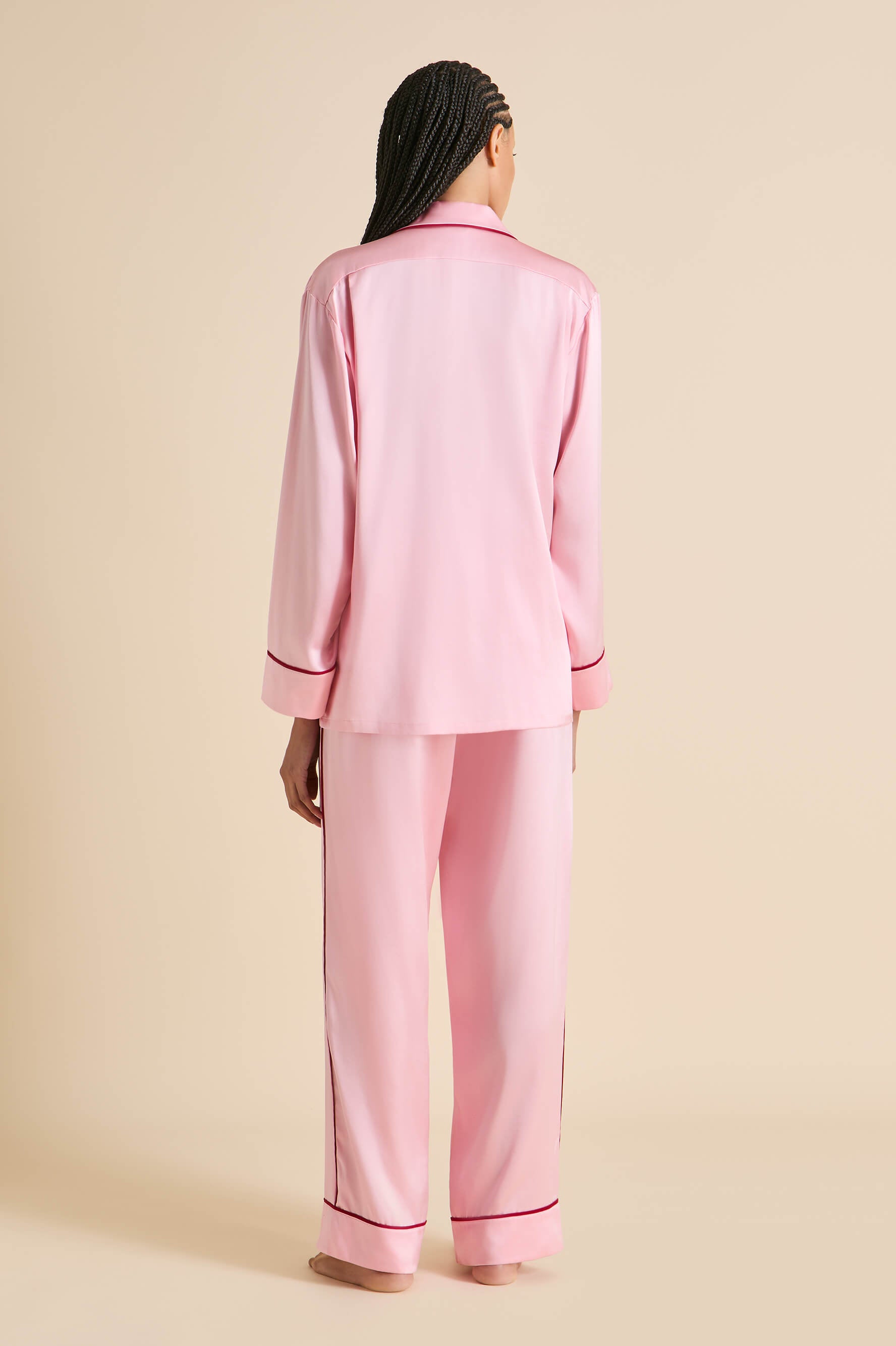 Yves Blush Pink Pyjamas in Silk Satin