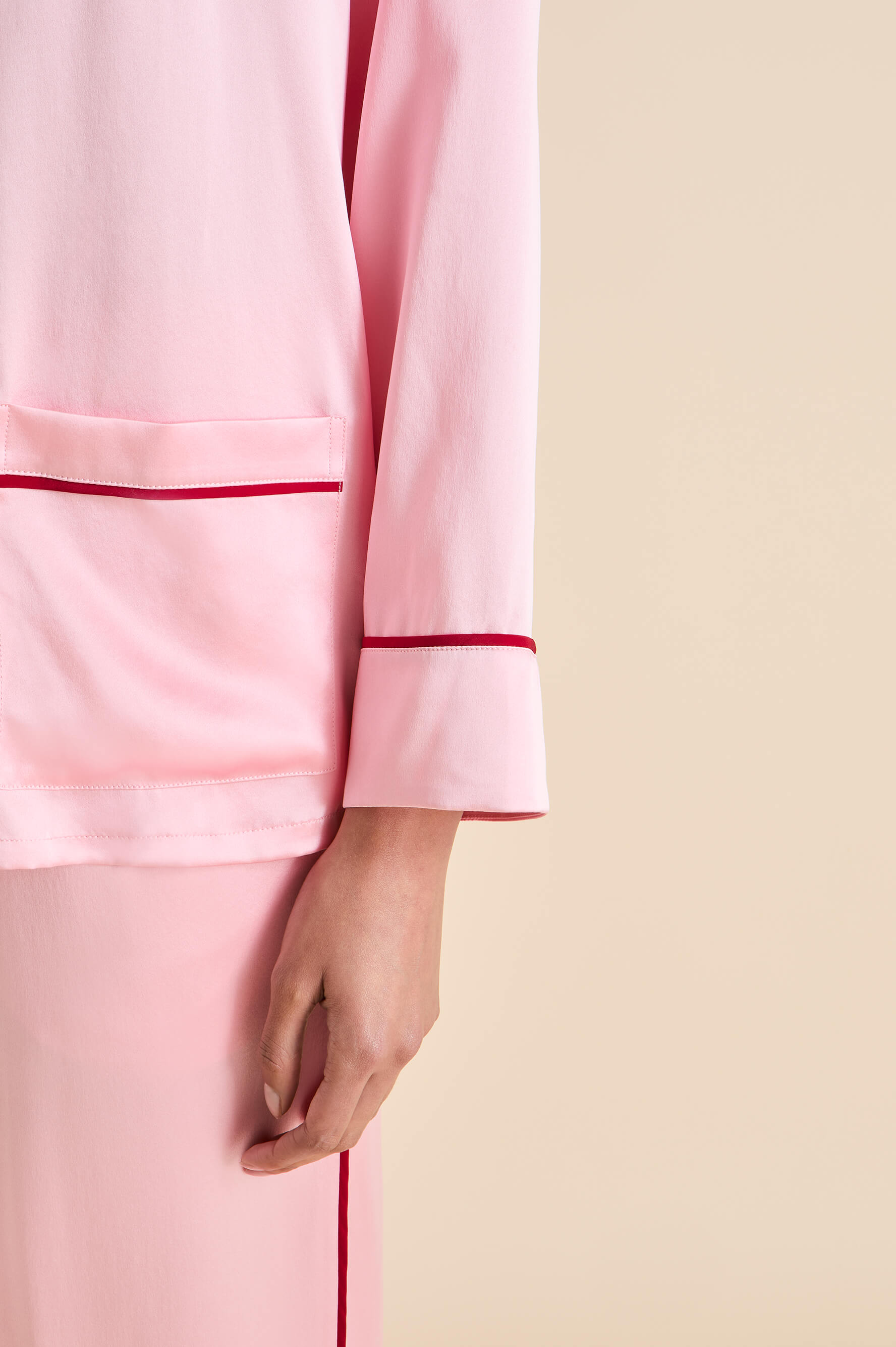 yves blush pink pyjamas in silk satin 