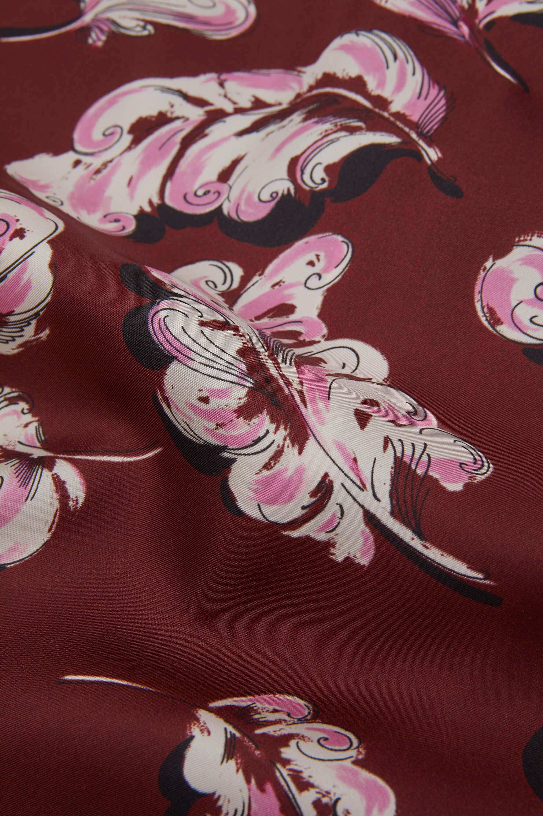 Yves Boudoir Maroon Feather Pyjamas in Silk Twill