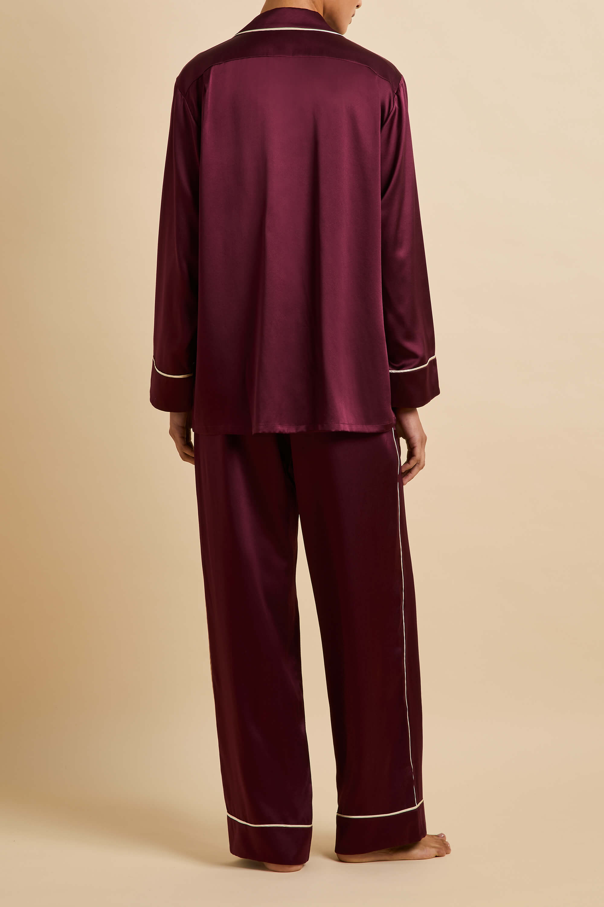 Yves Burgundy Pyjamas in Silk Satin