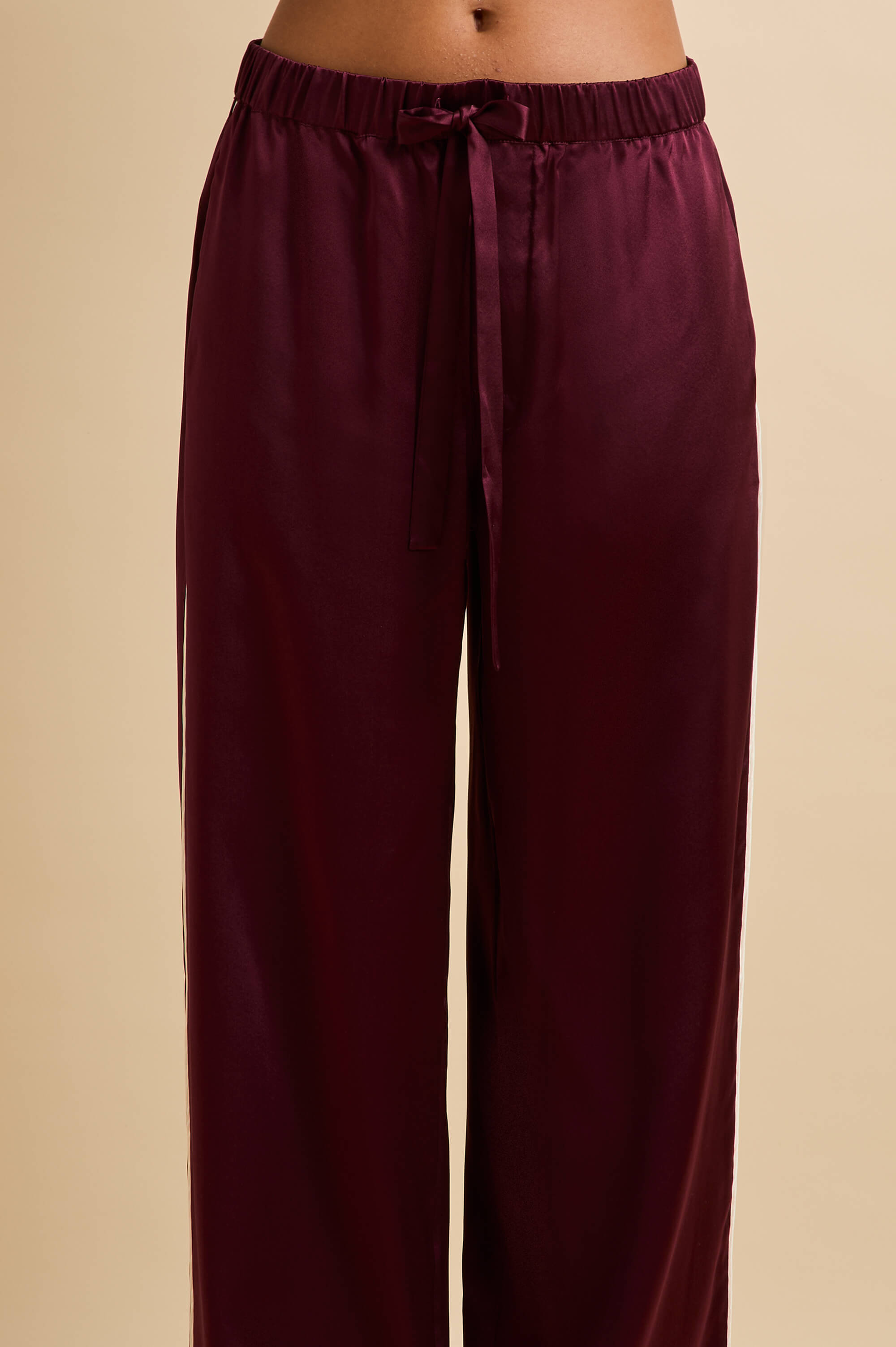 Yves Burgundy Pyjamas in Silk Satin