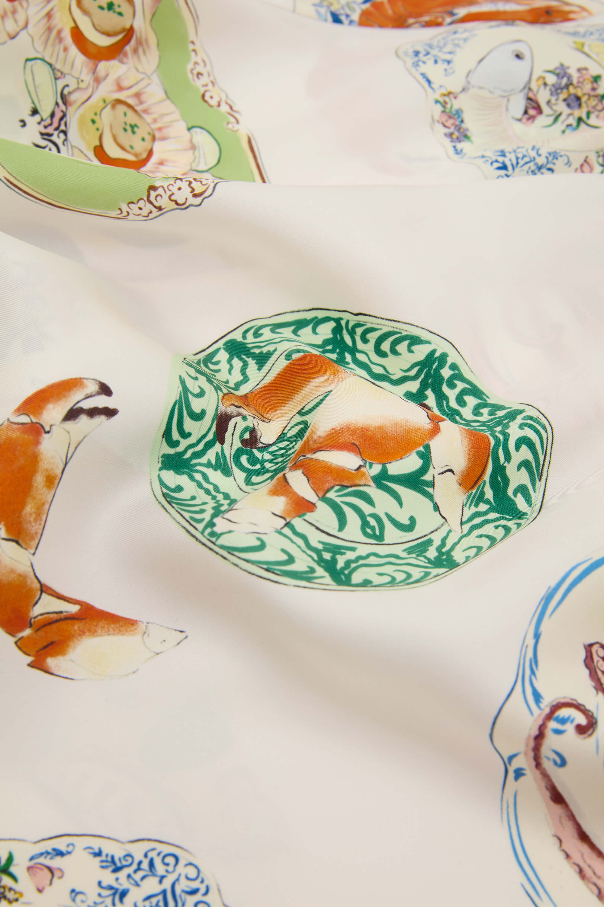 Yves Córdoba Ivory Seafood Pajamas in Silk Twill