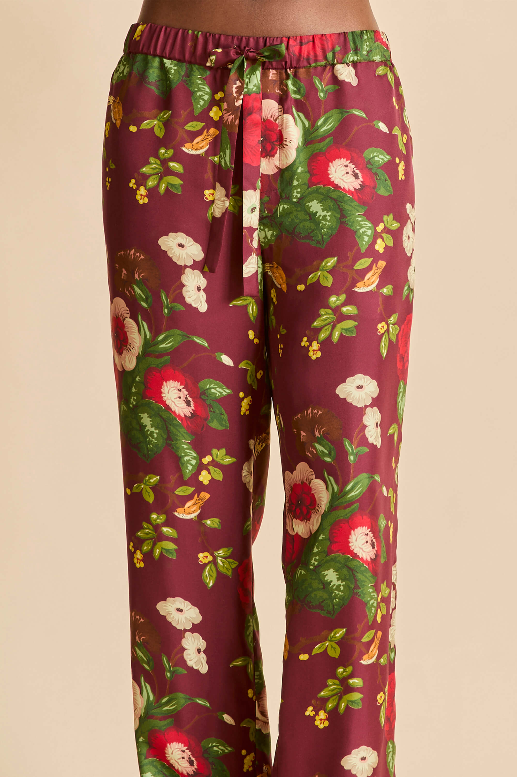 Yves Florian Red Floral Pajamas in Silk Twill