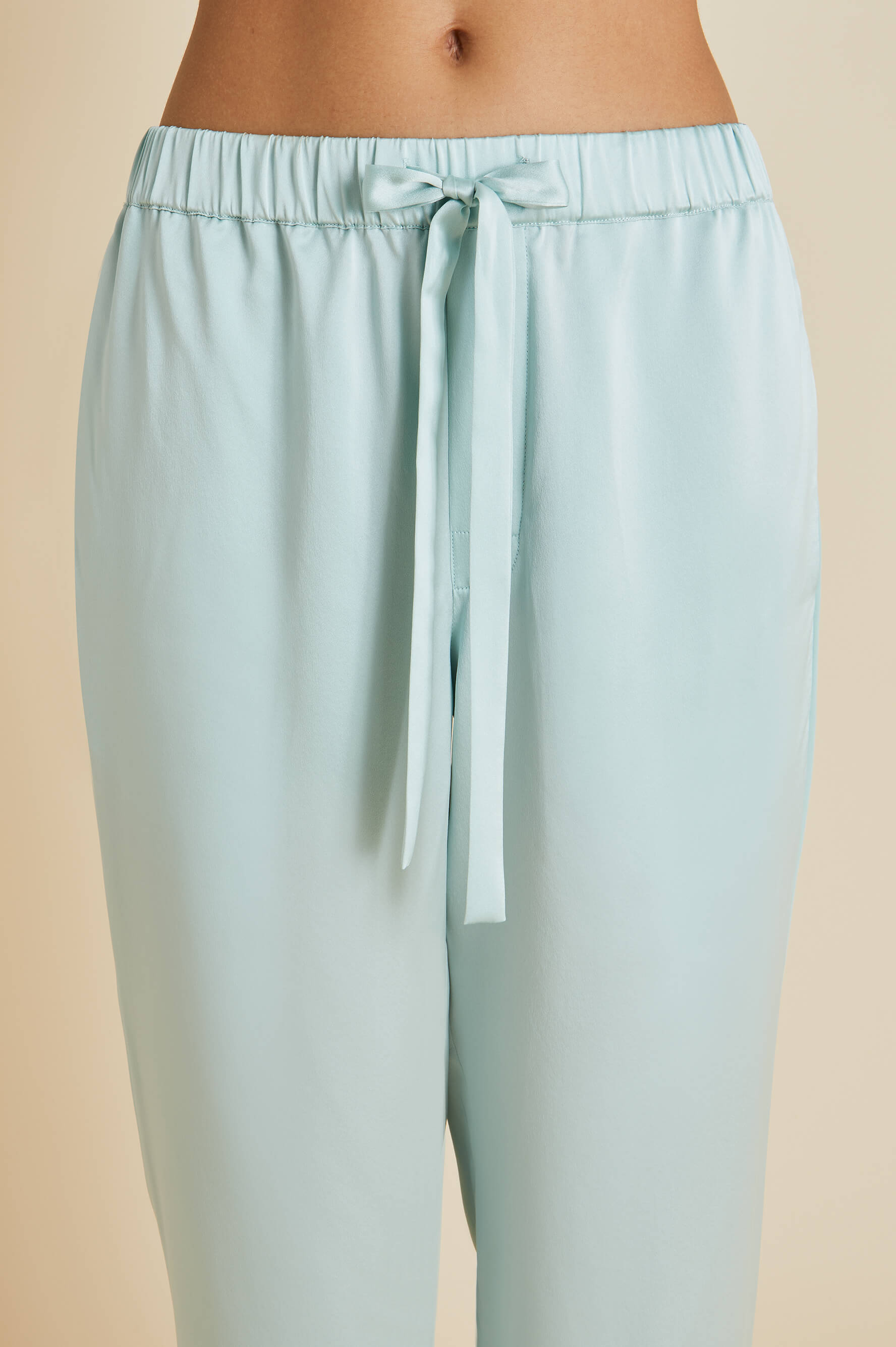 Yves Incantation Blue Embellished Pyjamas in Sandwashed Silk