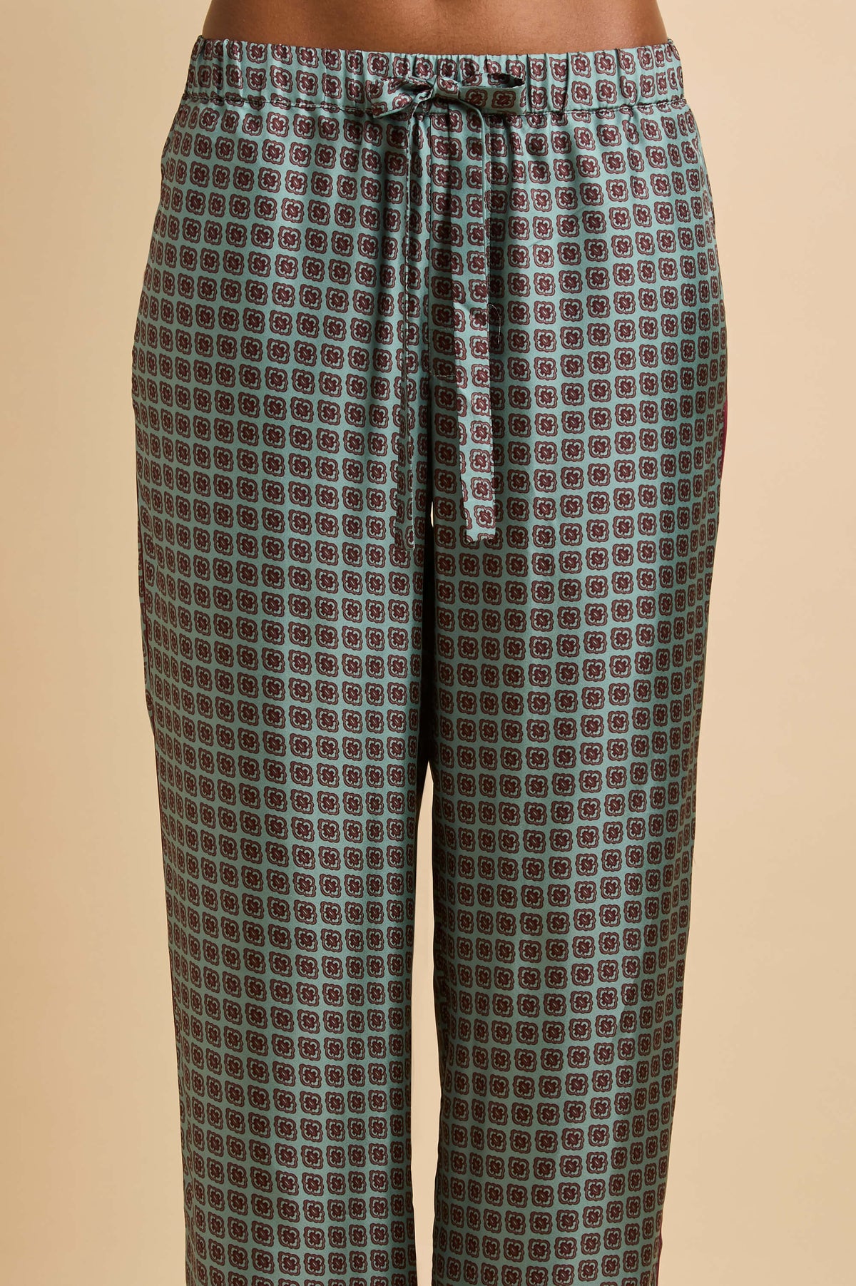 Yves Lazuli Blue Geometric Pyjamas in Silk Twill
