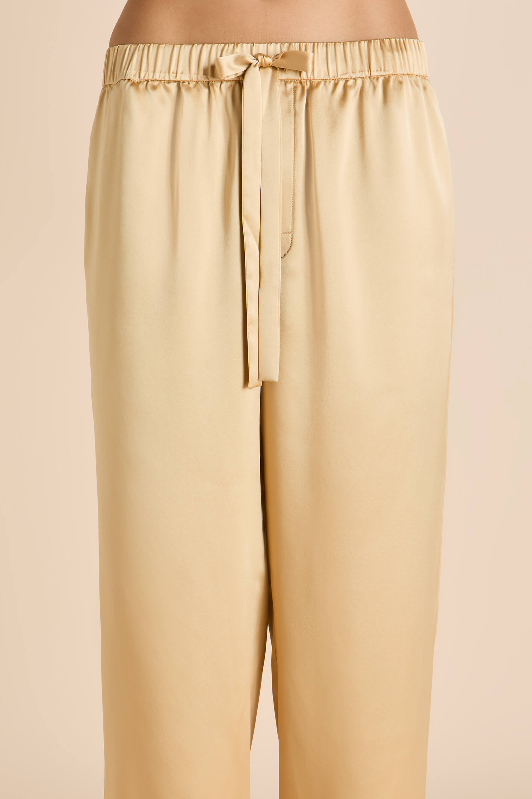 Yves Lune Caramel Embellished Pyjamas in Silk Satin