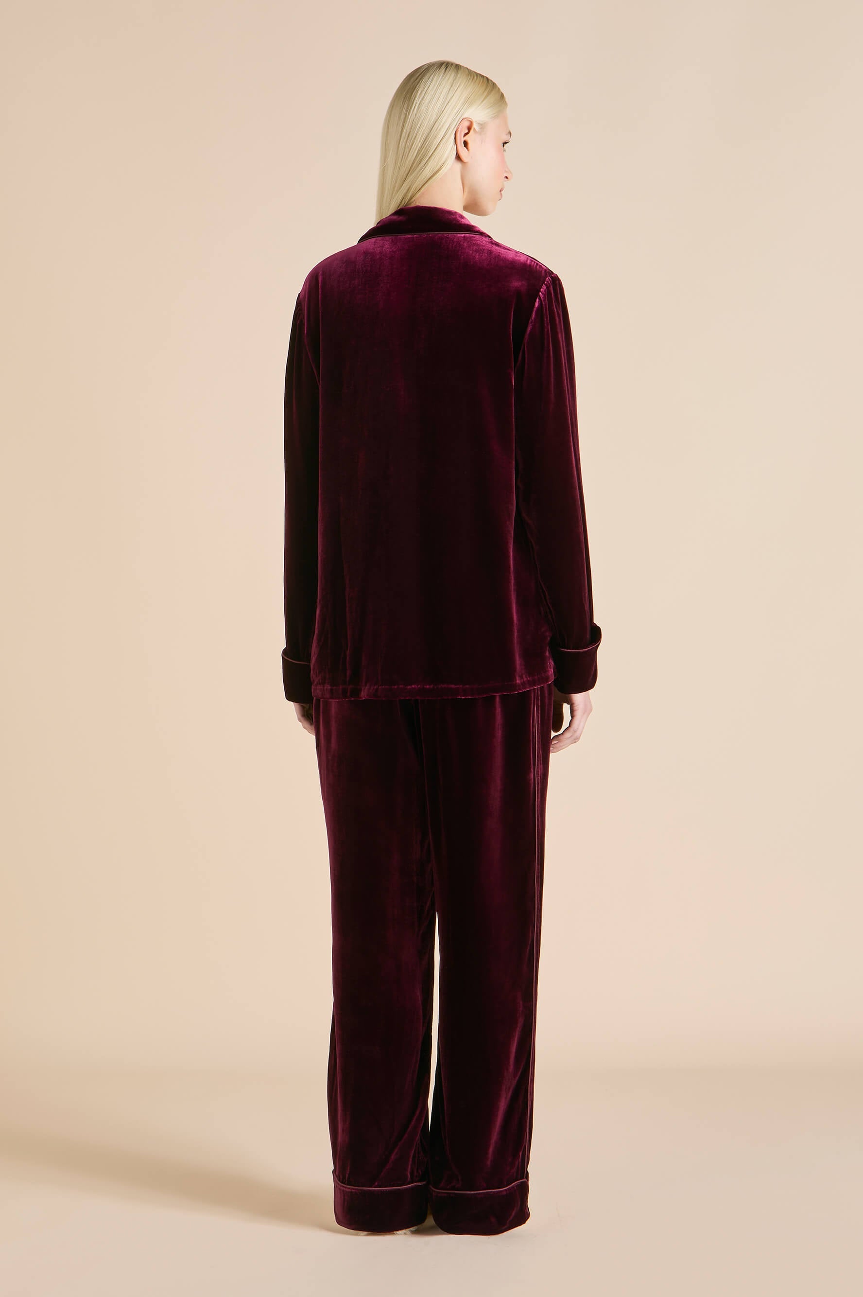 Coco Burgundy Pyjamas in Silk Velvet