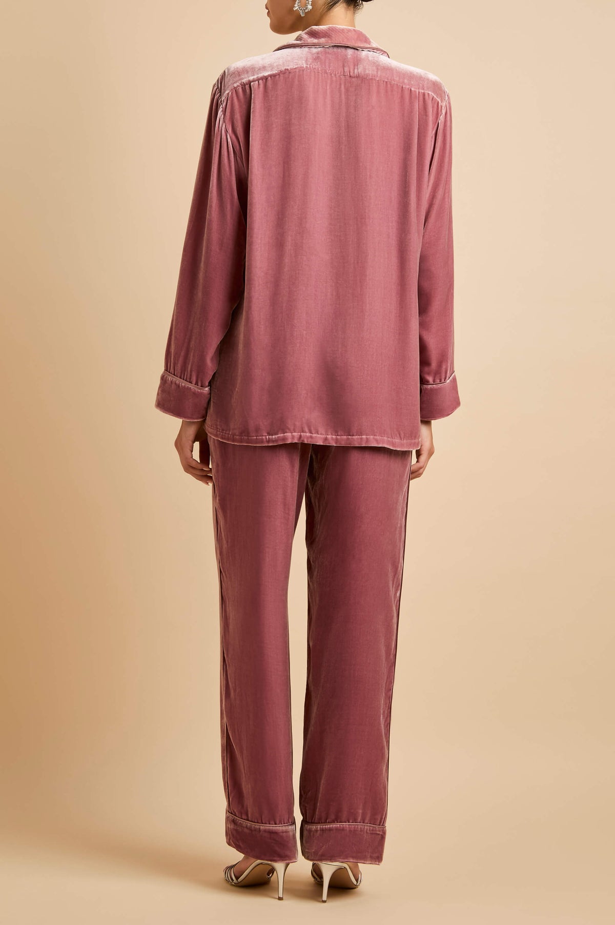 Yves Rosette Pink Pyjamas in Velvet