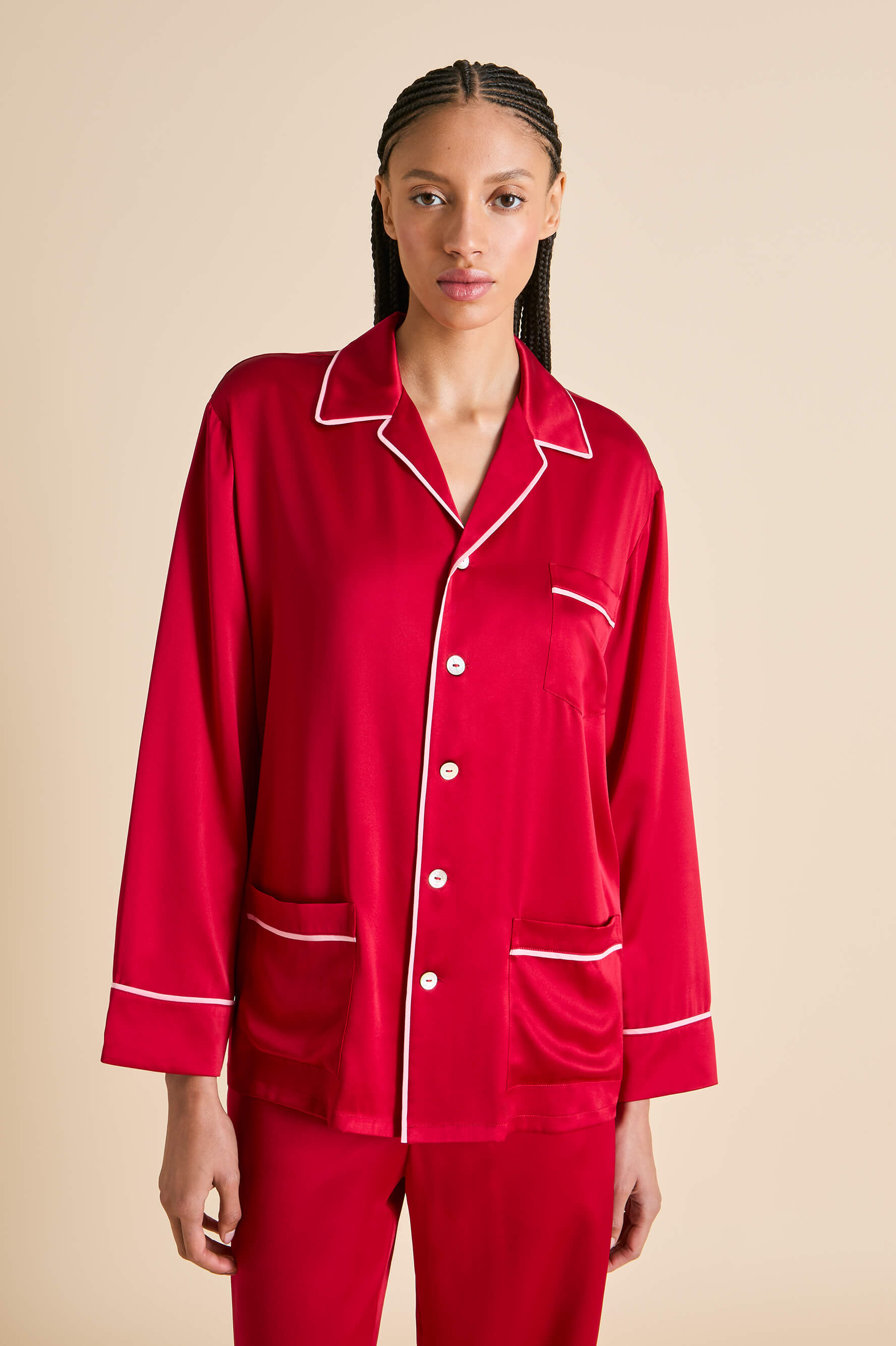 Yves Ruby Pyjamas in Silk Satin