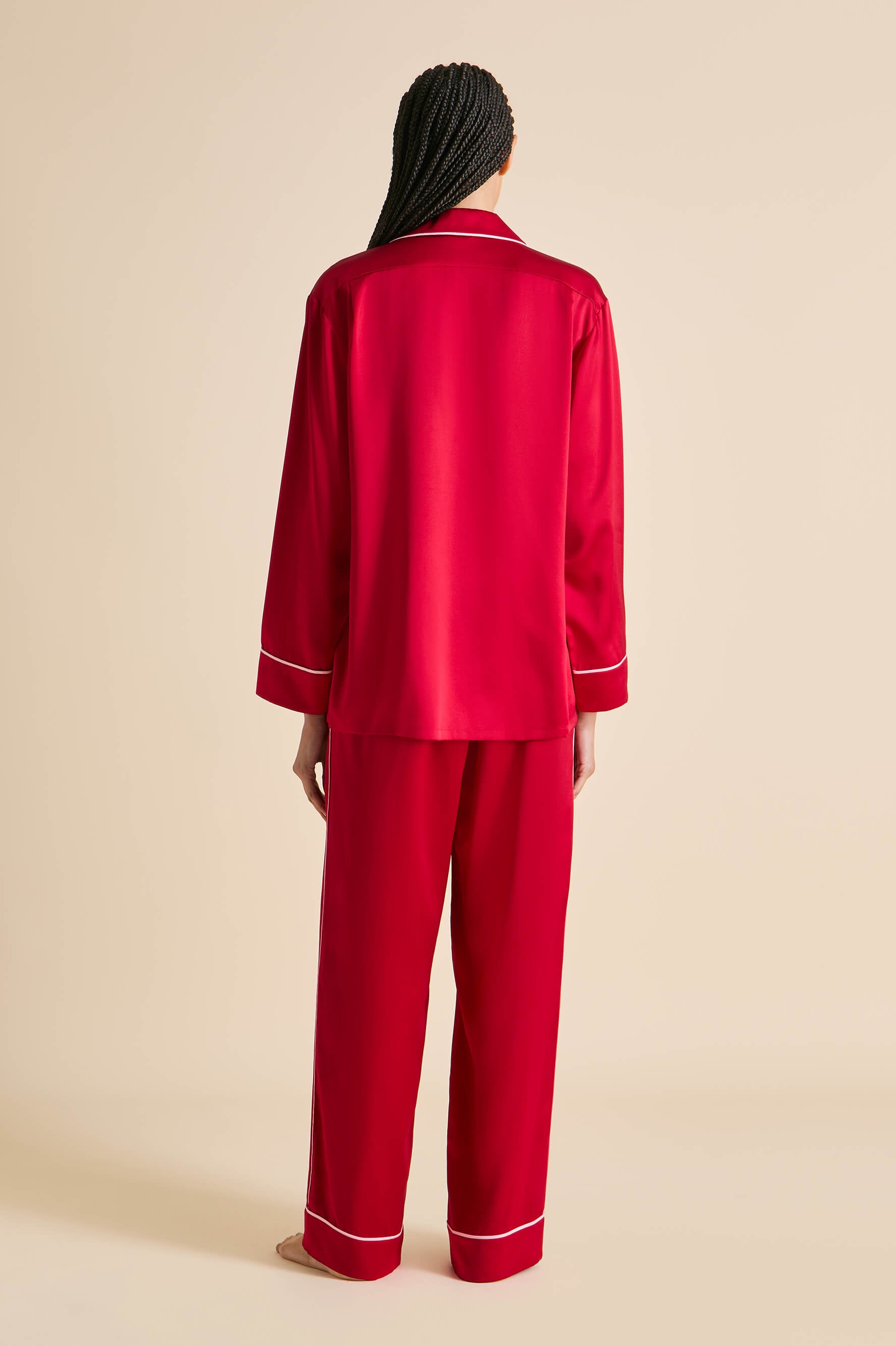 Yves Ruby Pyjamas in Silk Satin