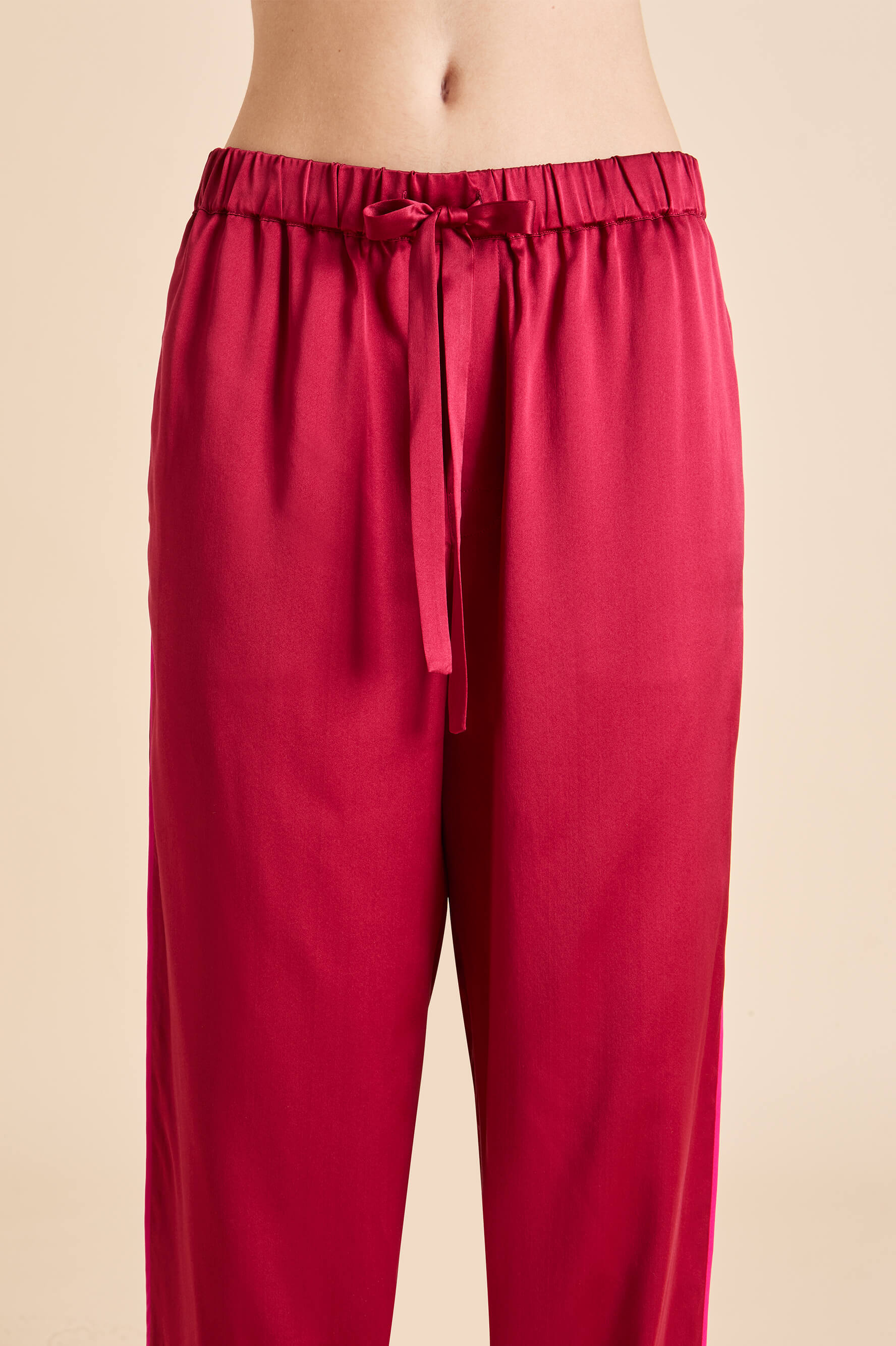 Yves Russet Red Pyjamas in Silk Satin