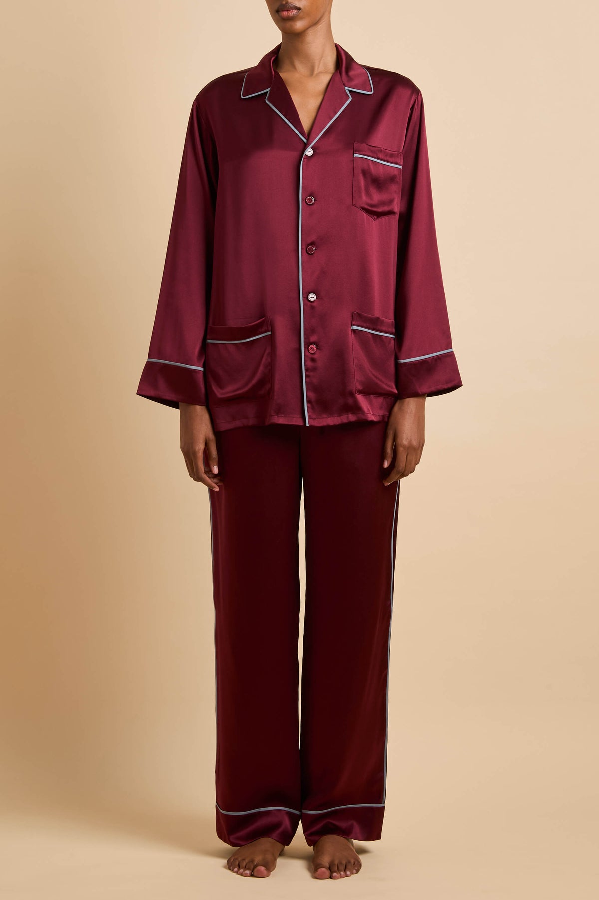 Yves Tawney Red Pyjamas in Silk Satin
