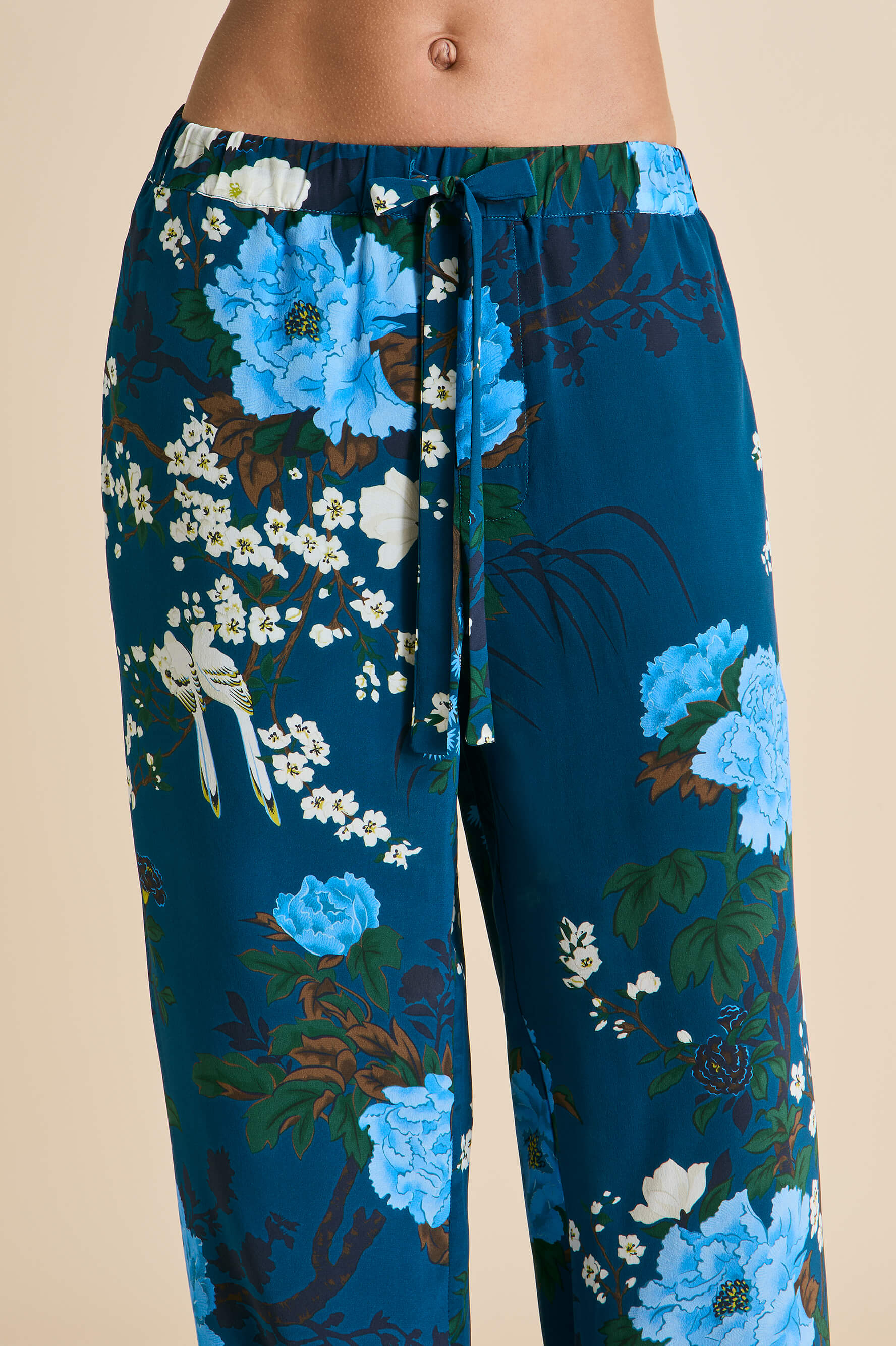 Yves Tibatant Blue Floral Pyjamas in Silk Crêpe de Chine