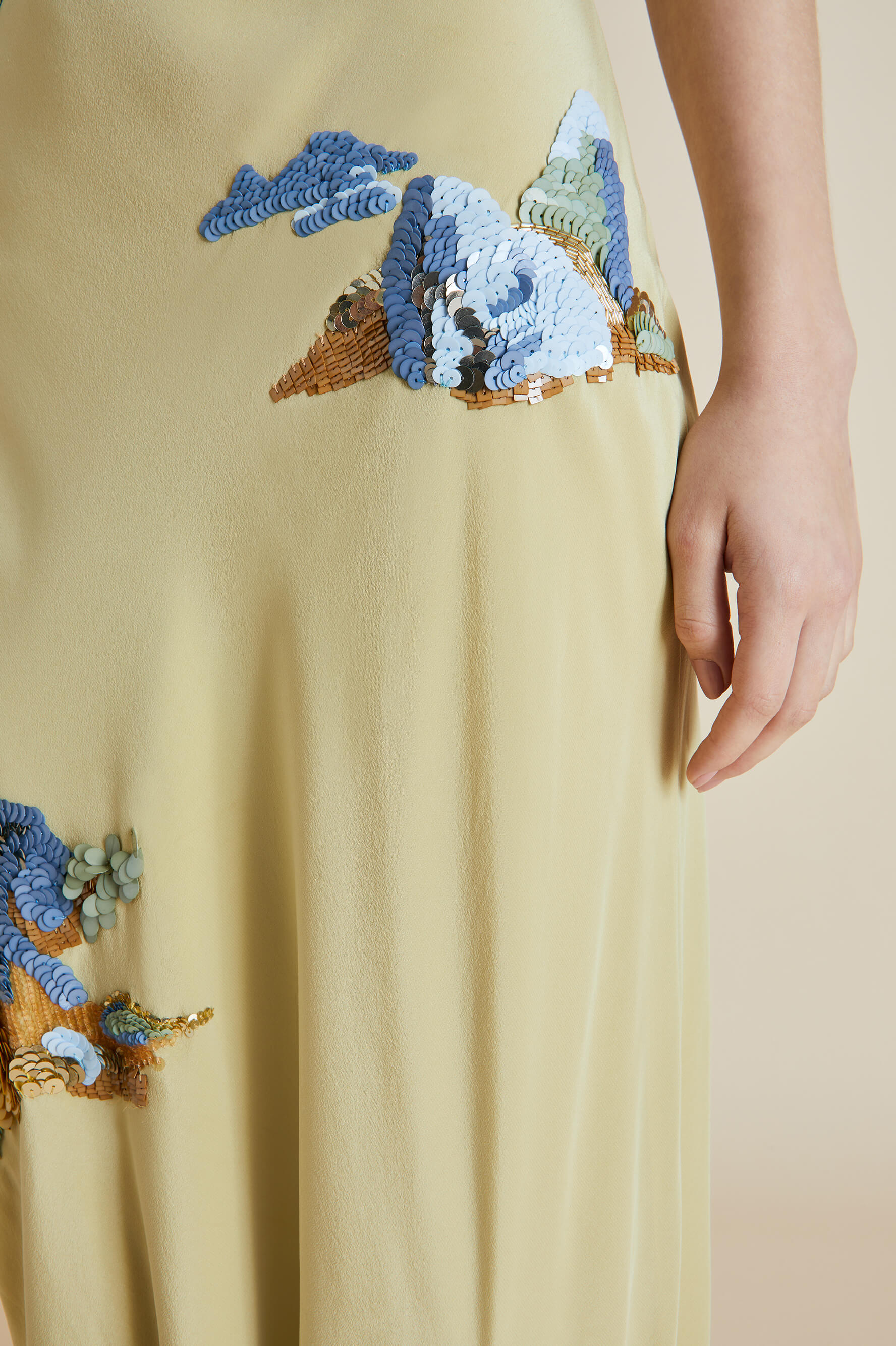 Bibi Demoiselle Yellow Mountain Silk Crêpe De Chine Slip Dress