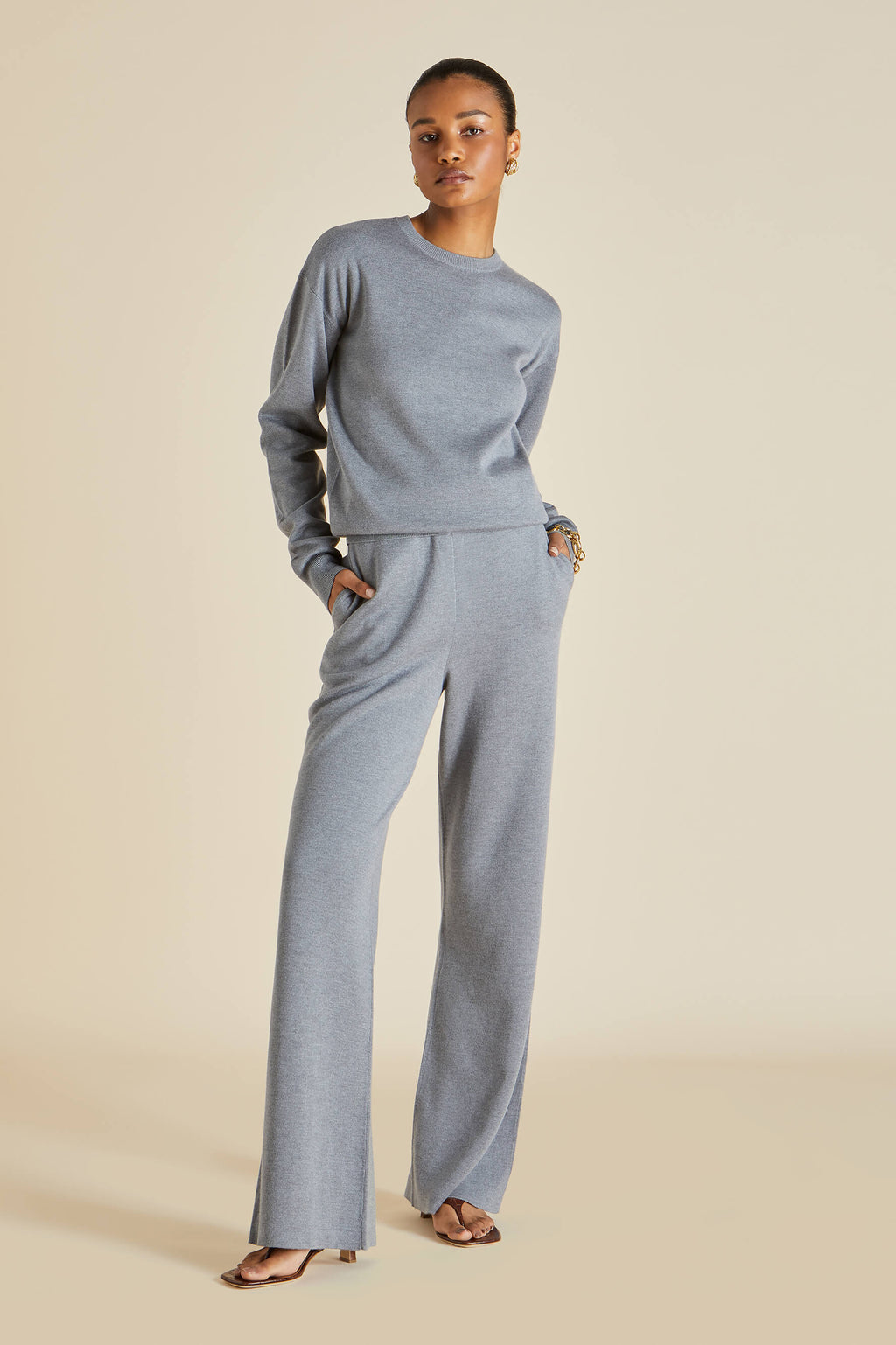 Carmel London Grey Silk-Cashmere Tracksuit - The Ultimate In
