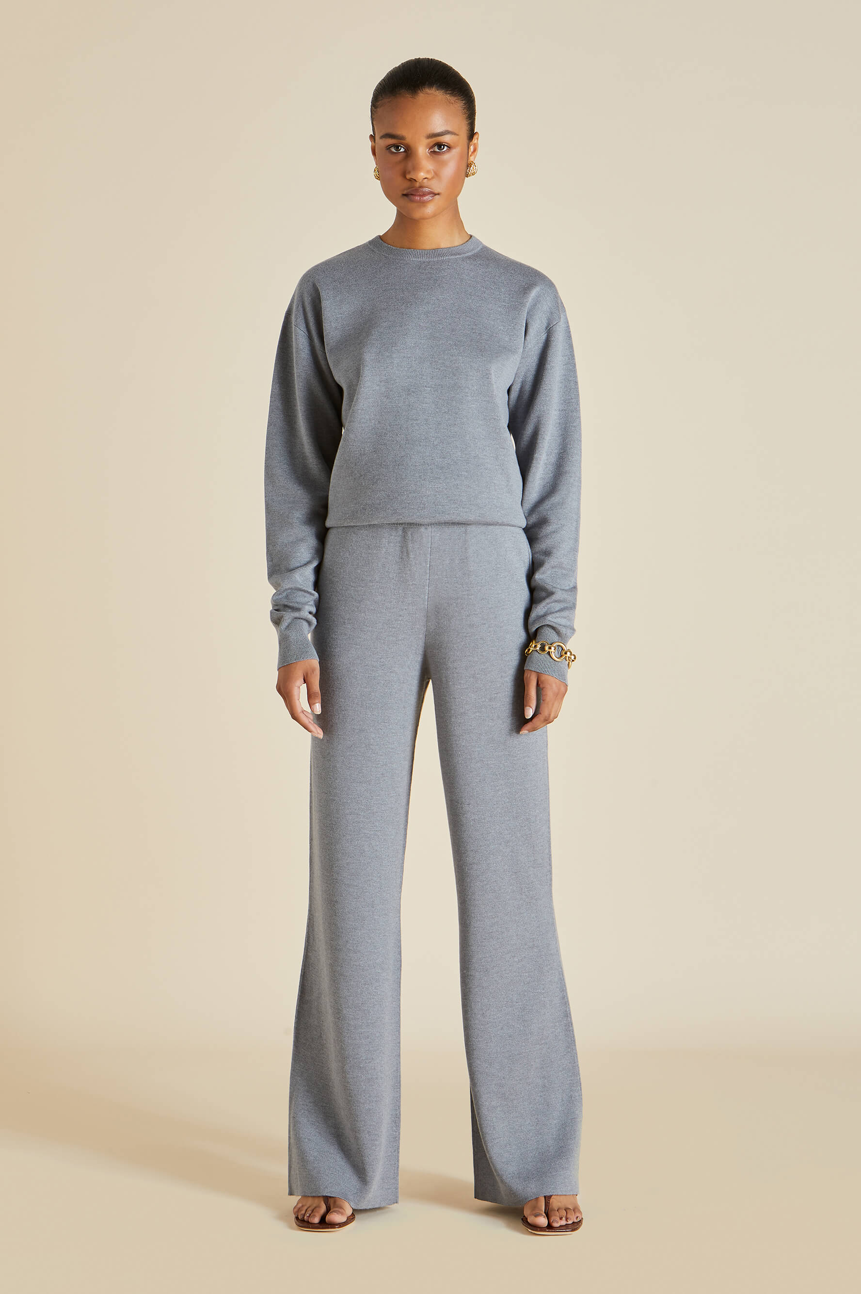 Carmel London Grey Tracksuit in Silk-Cashmere