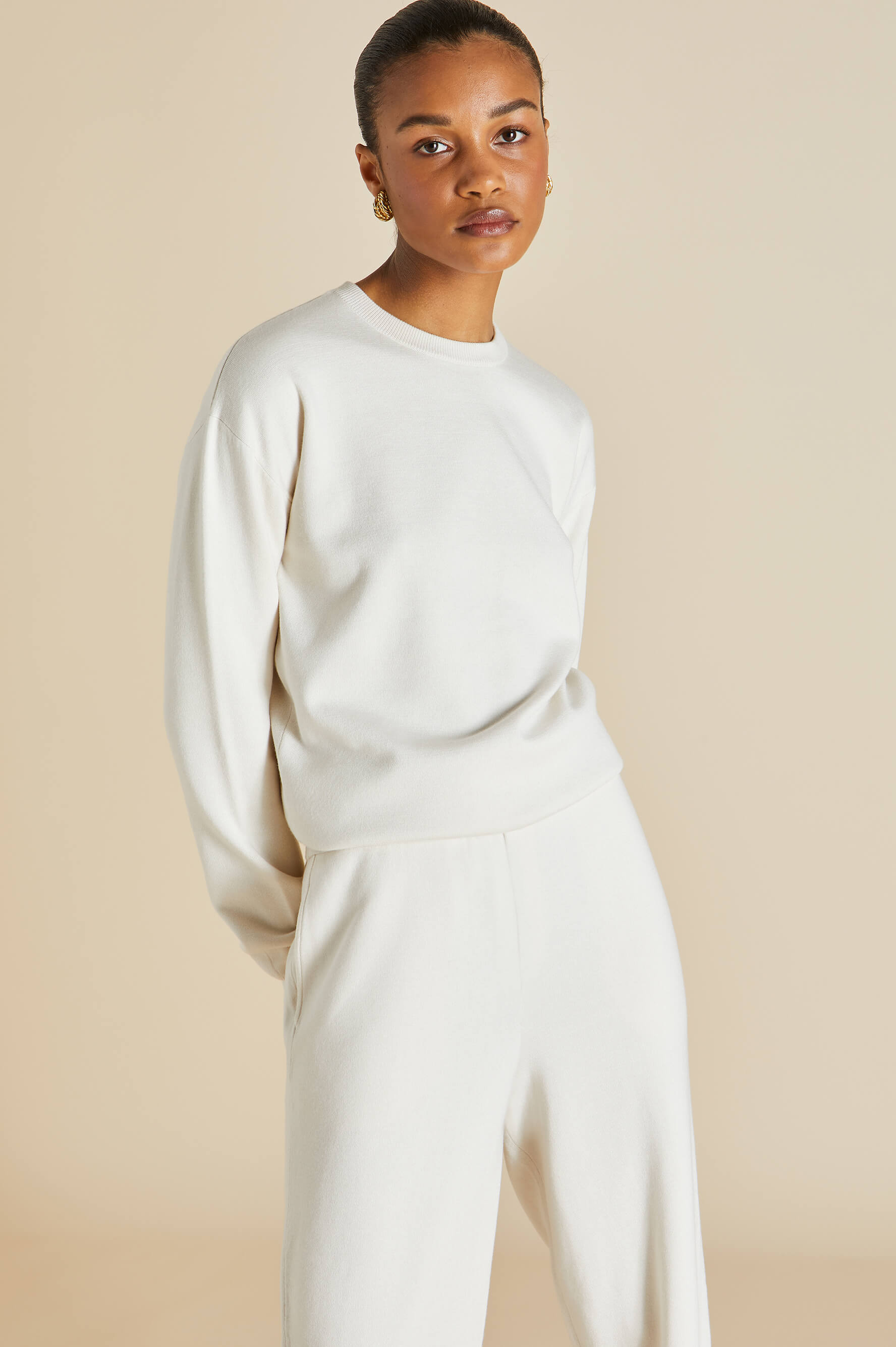 Carmel Alaska Ivory Tracksuit in Silk-Cashmere