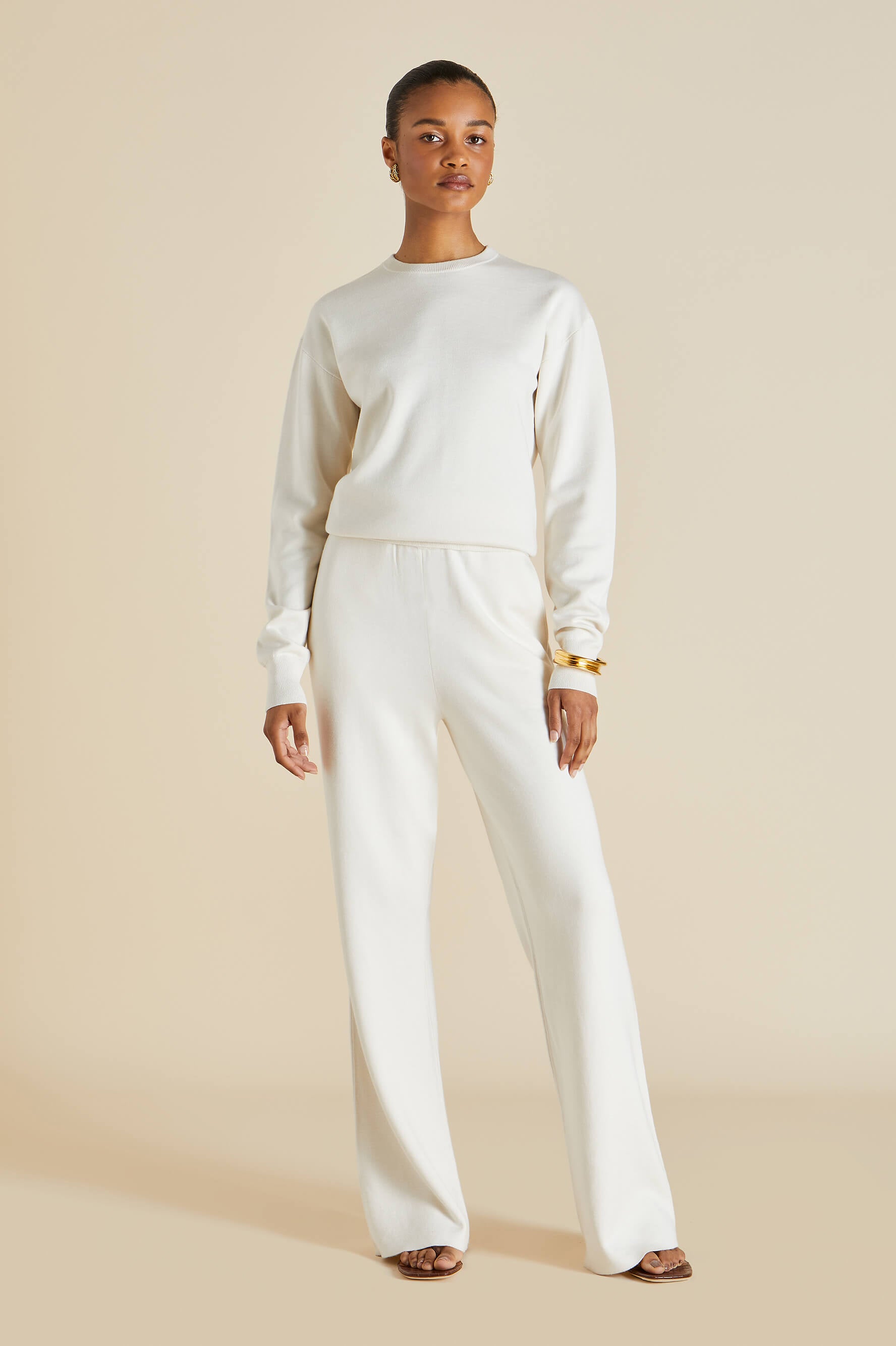 Carmel Alaska Ivory Tracksuit in Silk-Cashmere