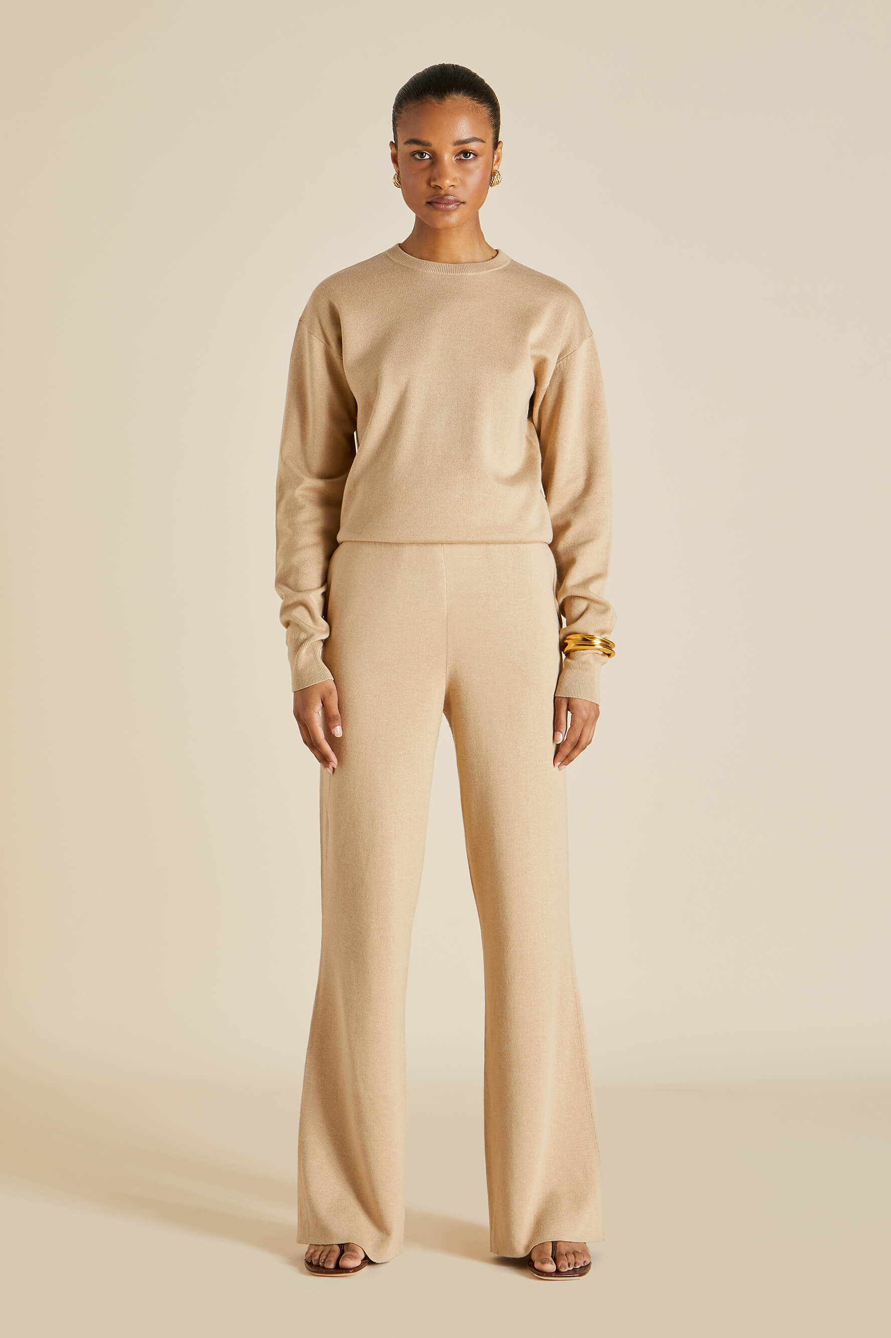 Carmel Shanghai Beige Tracksuit in Silk-Cashmere