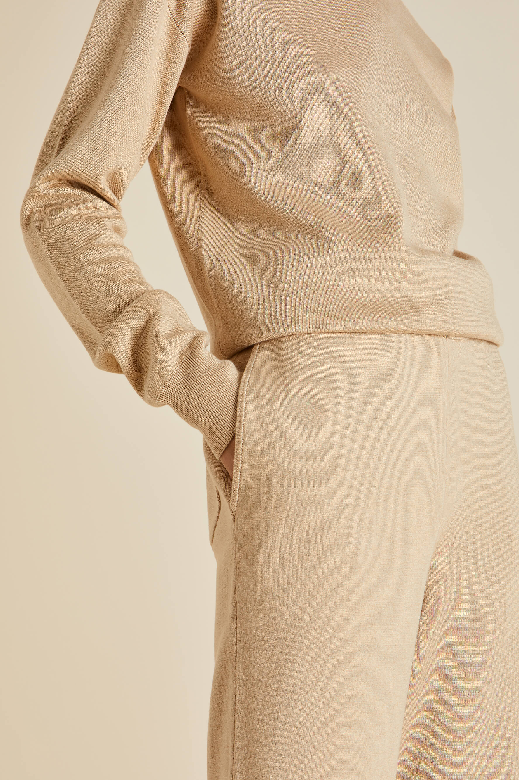 Carmel Shanghai Beige Tracksuit in Silk-Cashmere