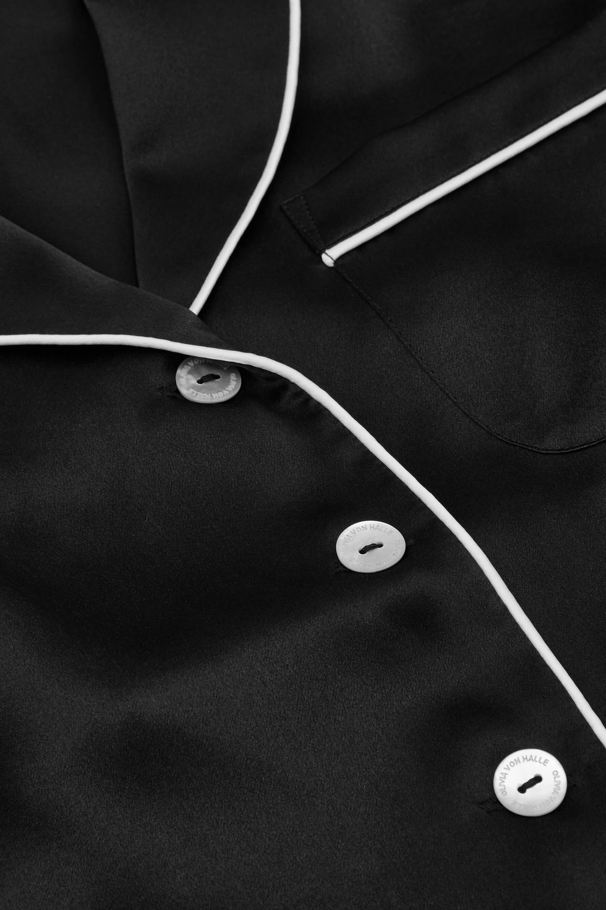 Coco Jet Black Pyjamas in Silk Satin | Olivia von Halle