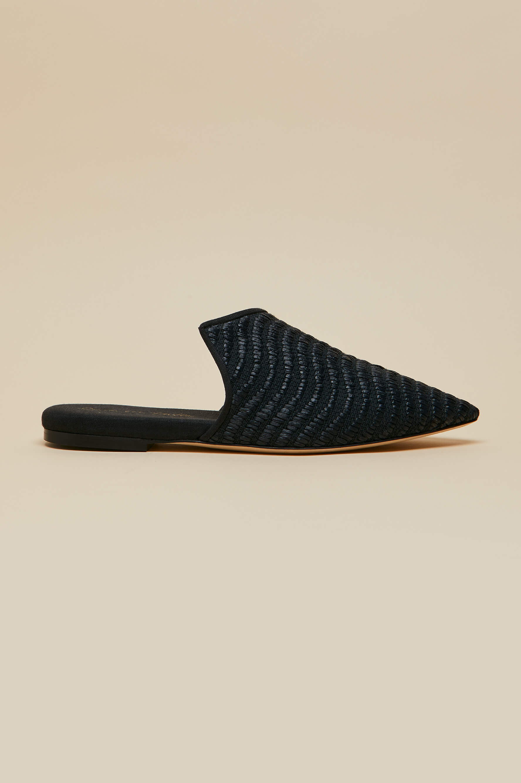 contessa casati black slippers in raffia