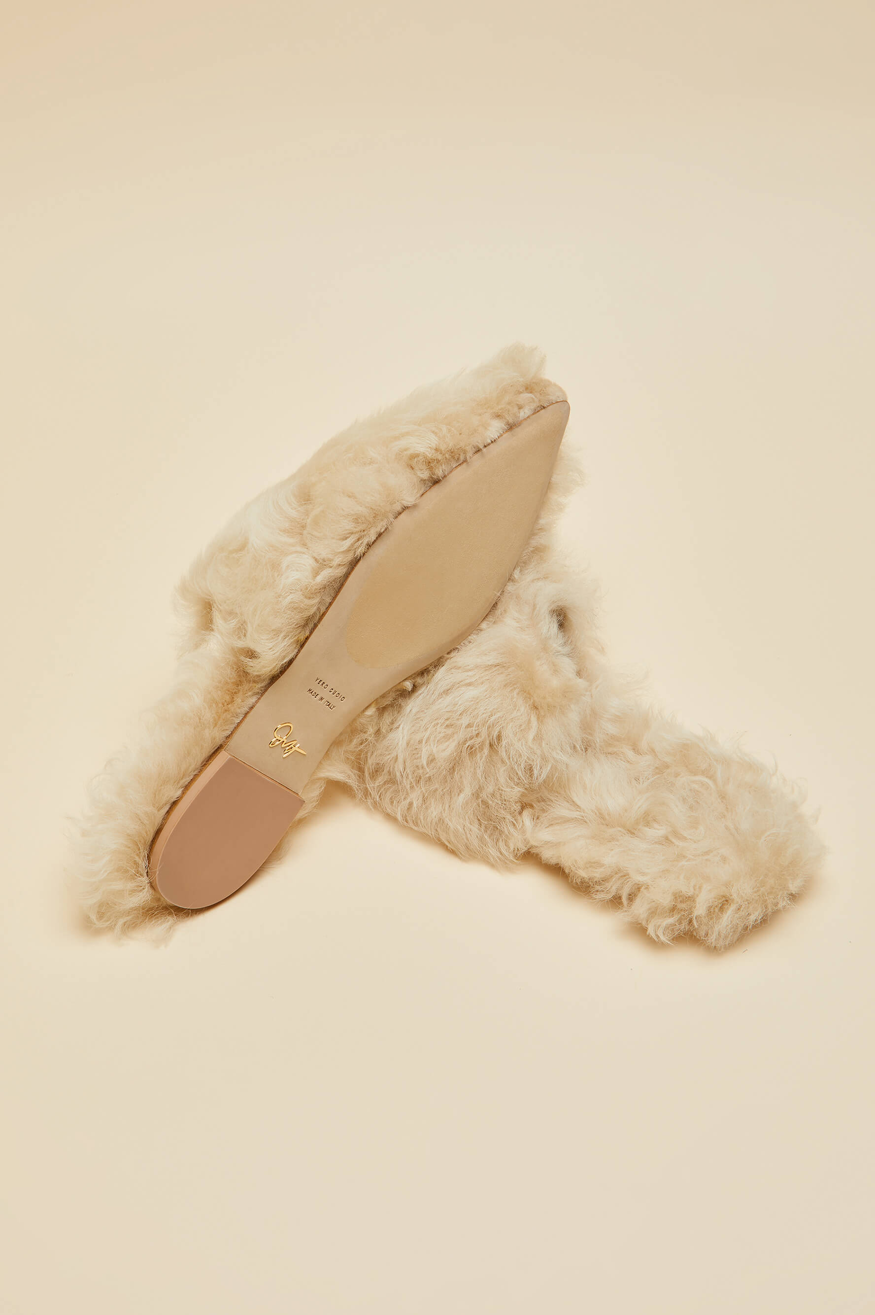 Contessa Gaia Beige Slippers in Merino Wool