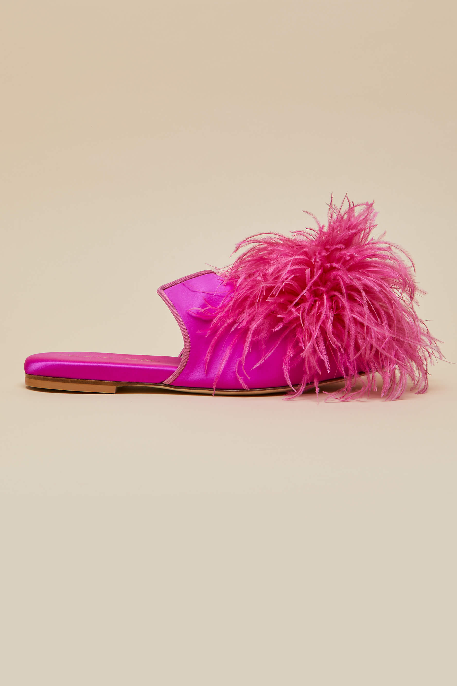 Contessa Madame Pink Silk Feather Slippers