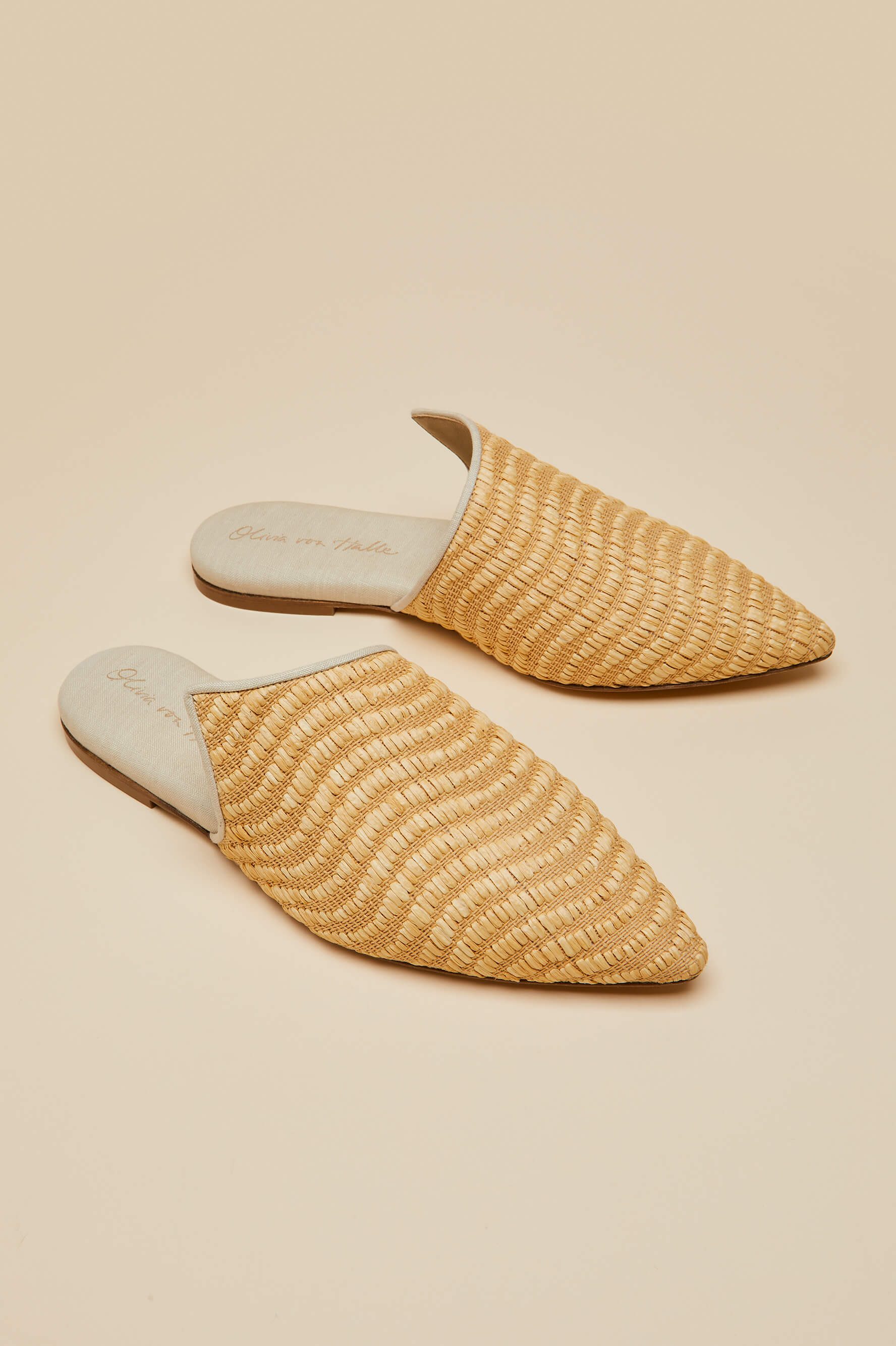 Contessa Roscoe Beige Slippers in Raffia