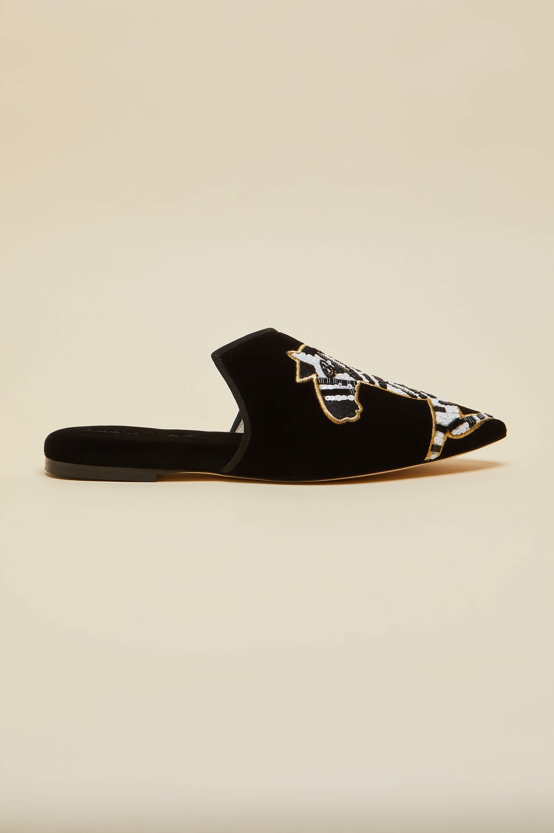 contessa zebedee black slippers in velvet