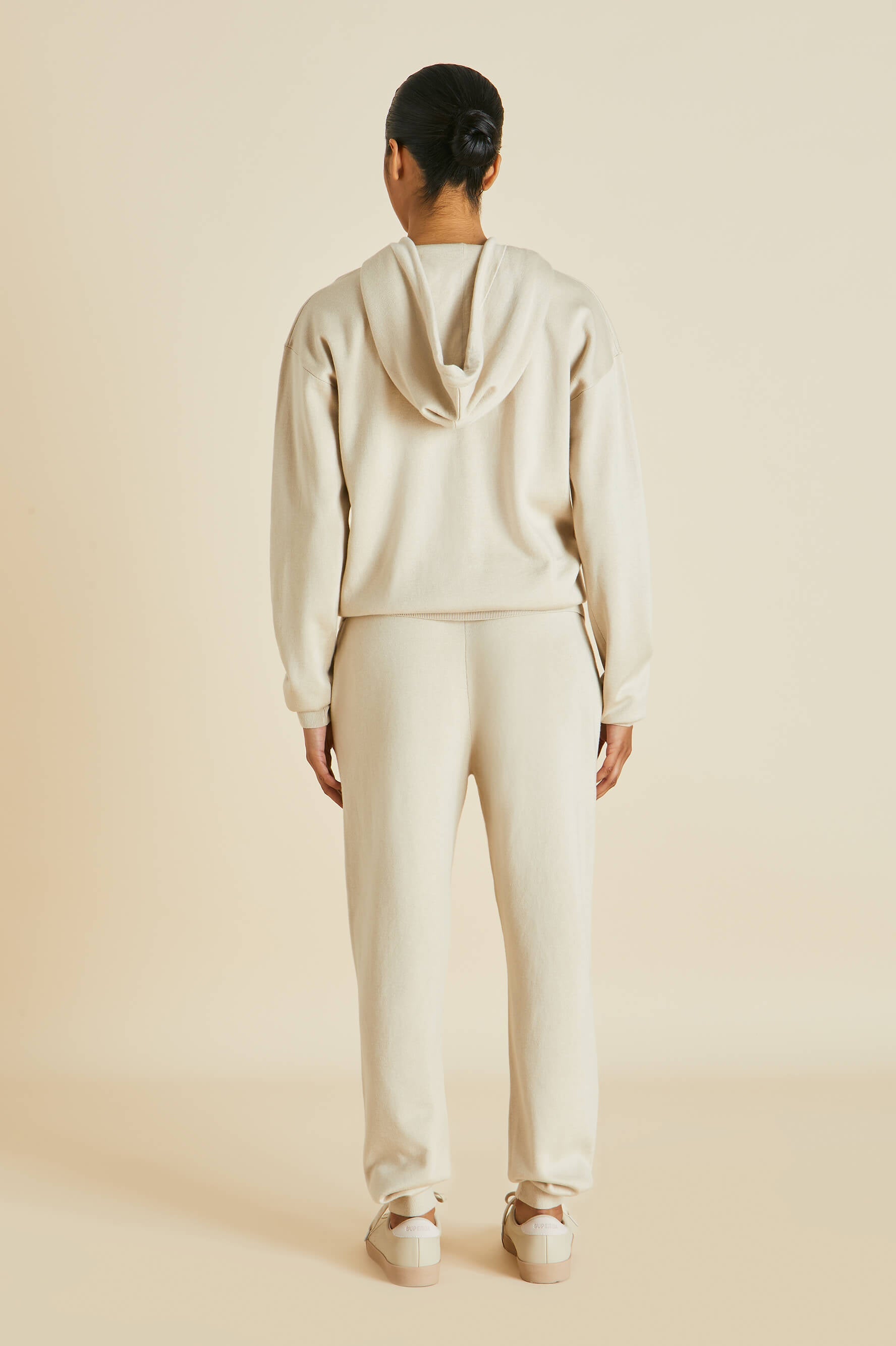 Gia Kasbah Cream Tracksuit in Silk-Cashmere