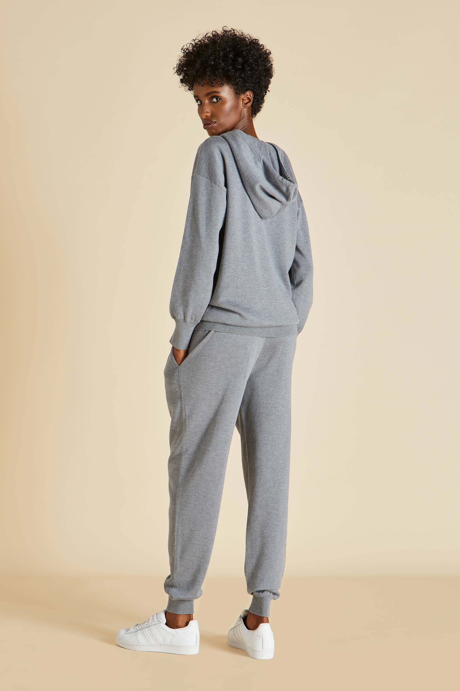 Gia London Gray Tracksuit in Silk-Cashmere | Olivia von Halle