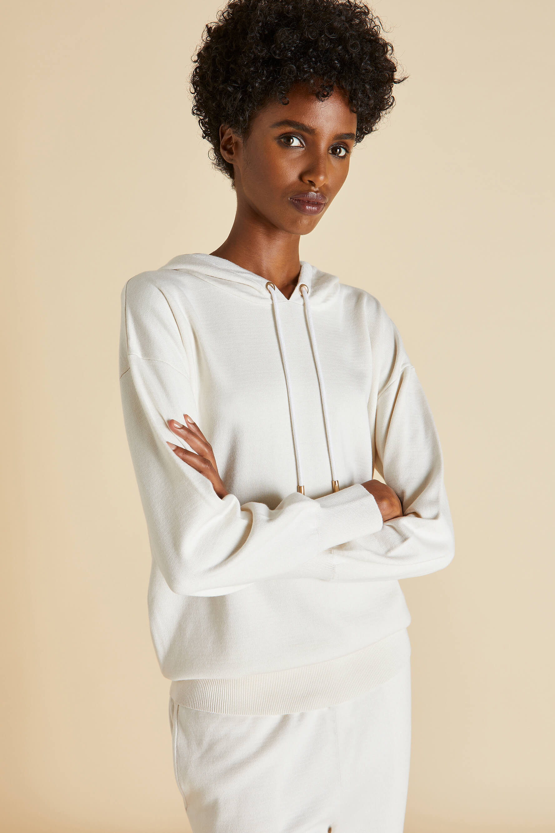 Gia Alaska Ivory Tracksuit in Silk-Cashmere