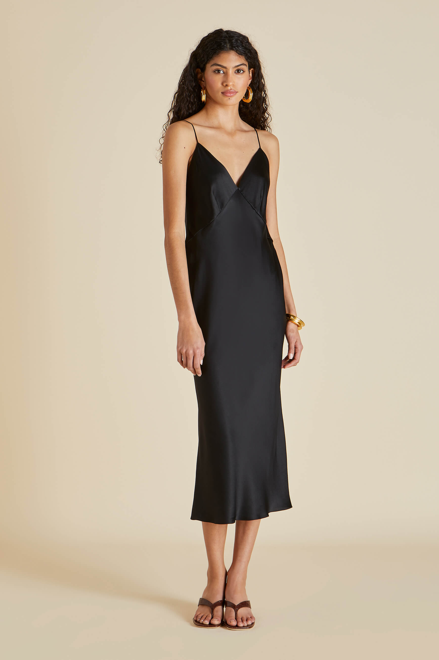 Flounce-detail slip dress - Black - Ladies | H&M IN