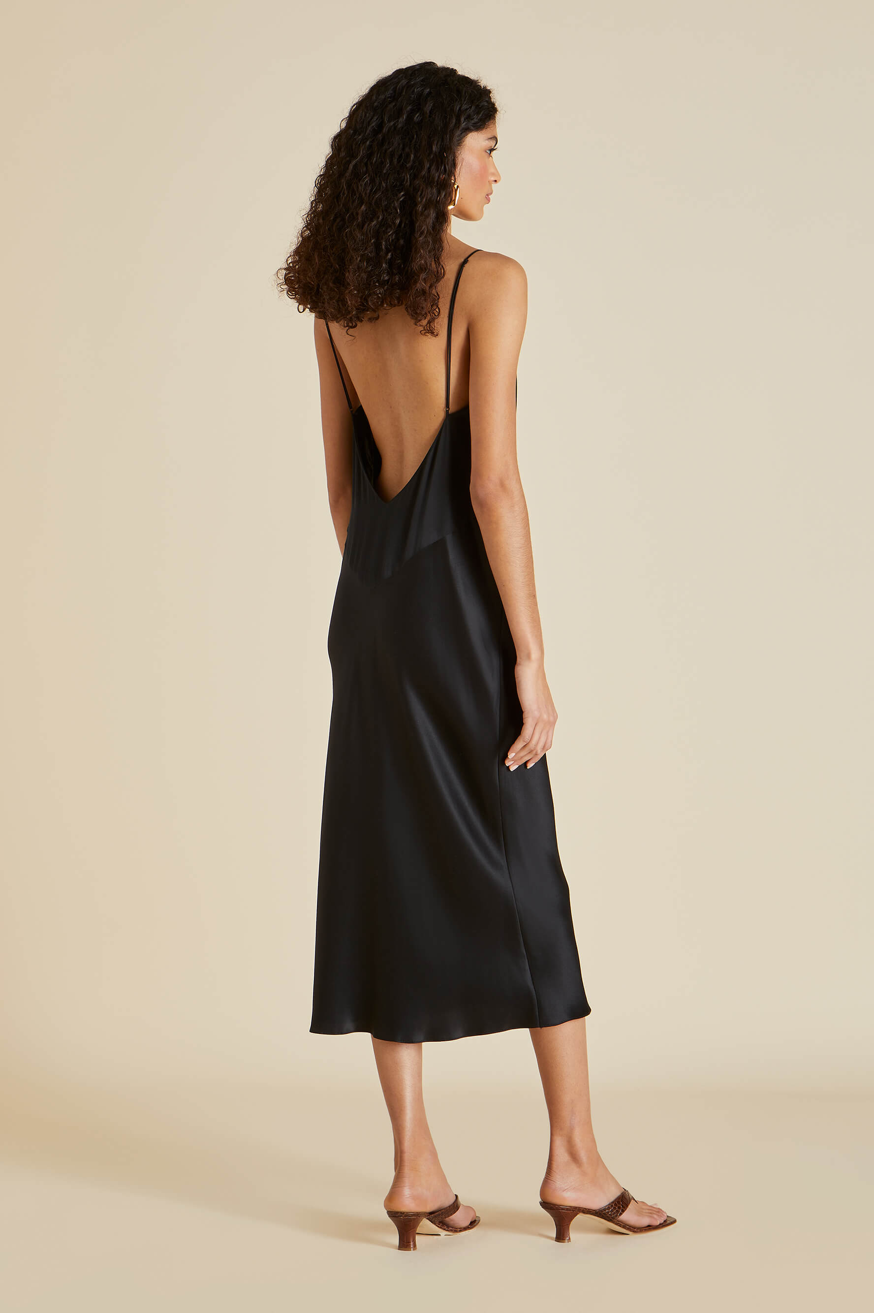 Issa Jet Black Slip Dress in Silk Satin | Olivia von Halle Issa Jet Black Slip Dress in Silk Satin | Olivia von Halle