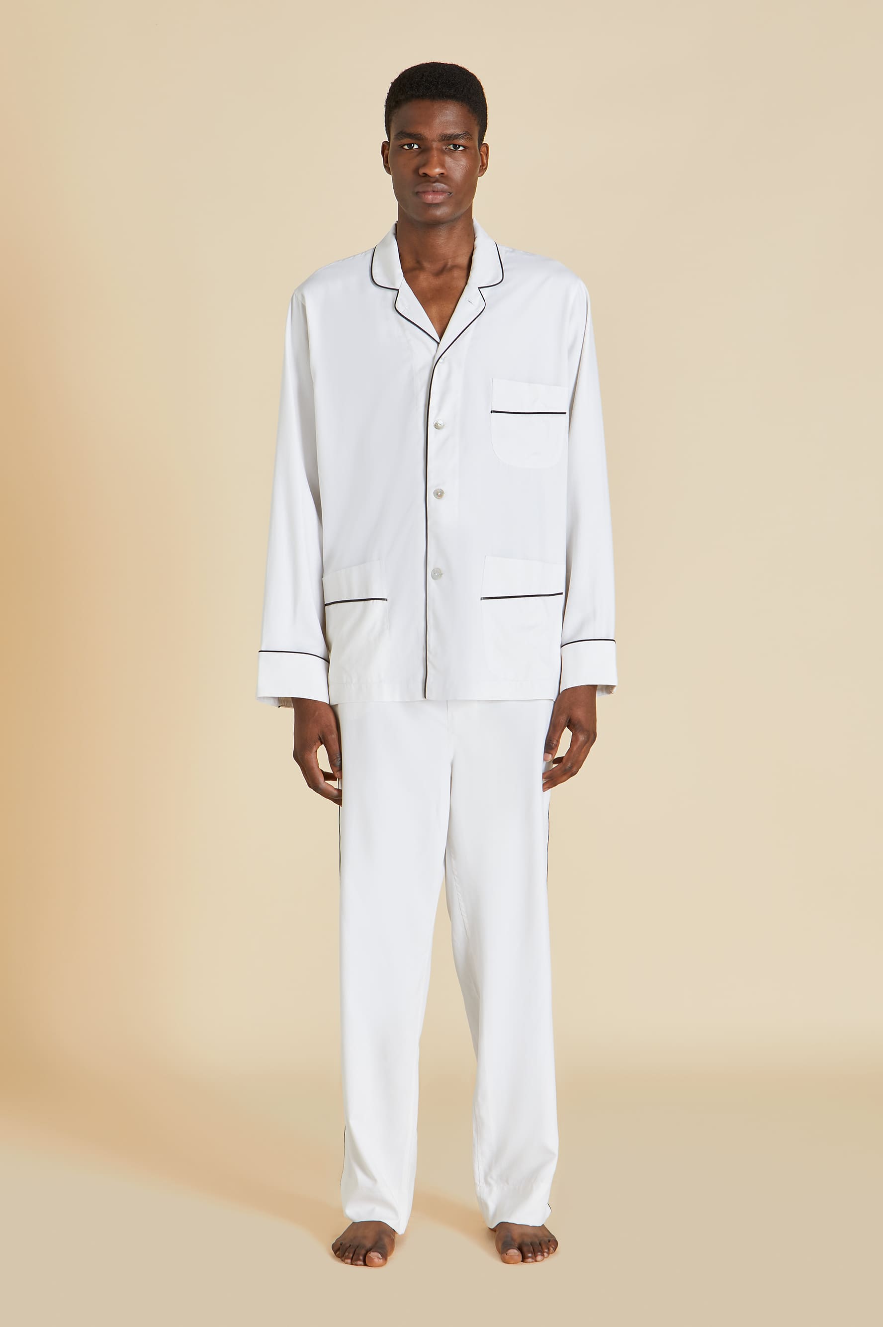 The Laurent Ivory  Our Luxury Unisex Sandwashed Silk Pyjama