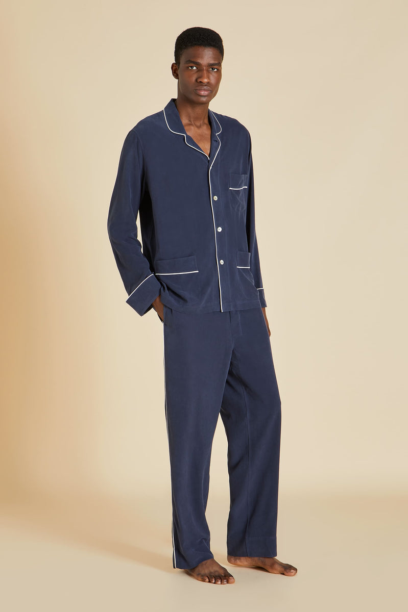 The Laurent Navy | The OvH Luxury Unisex Matte Washed Silk Pyjama