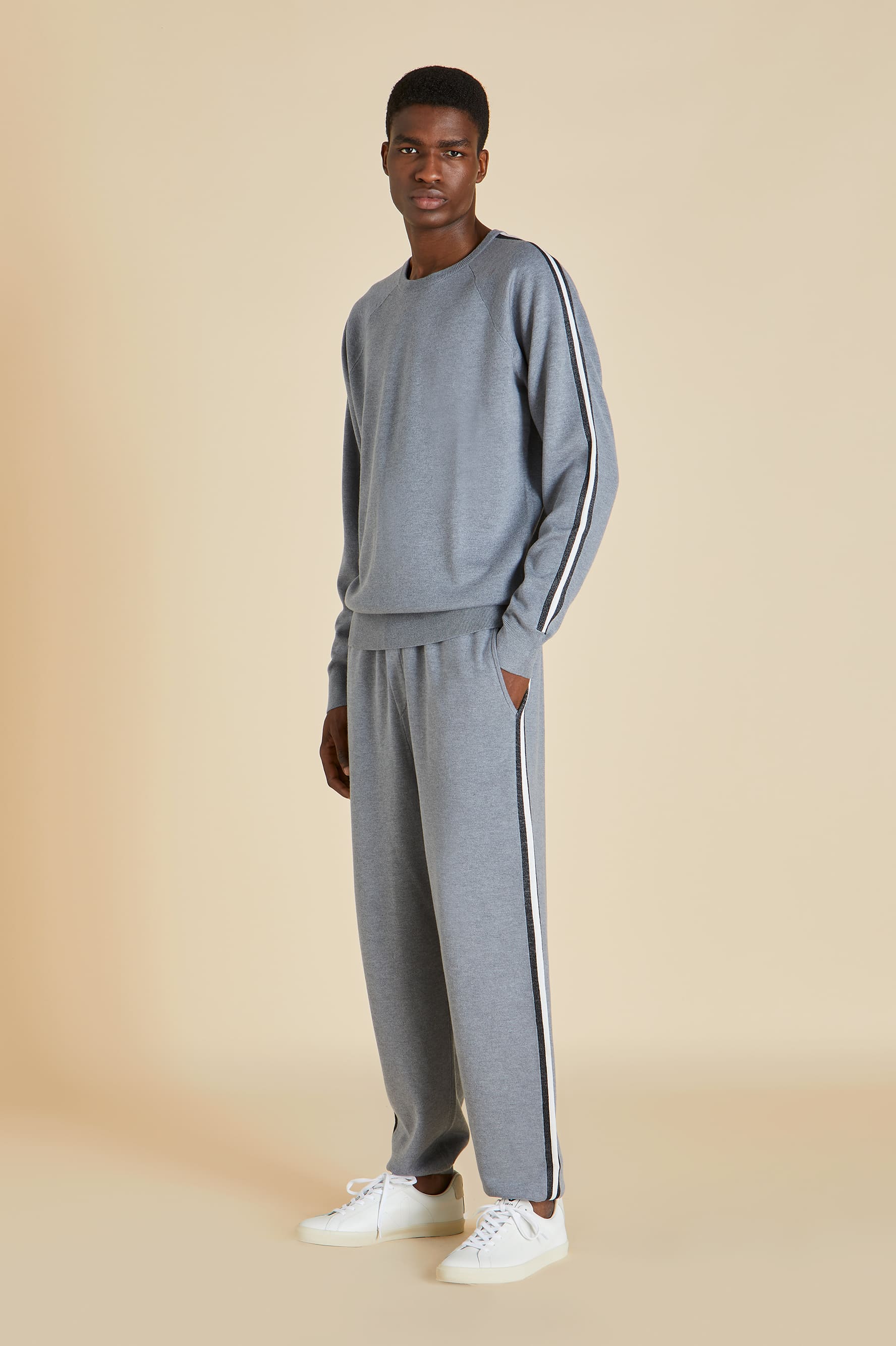 Missy London Grey Tracksuit in Silk-Cashmere