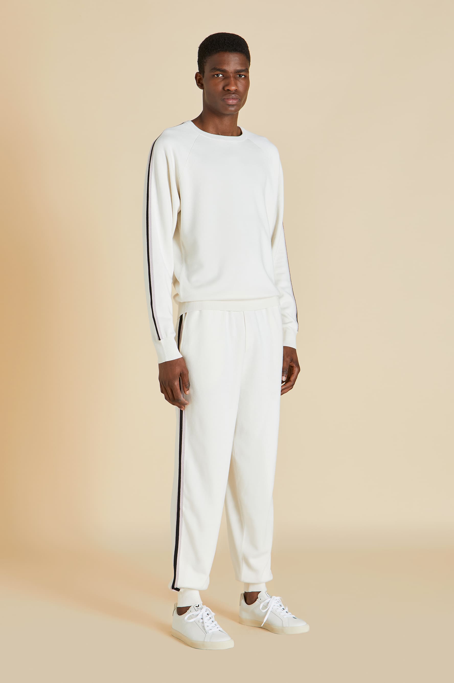 Missy Alaska Ivory Tracksuit in Silk-Cashmere