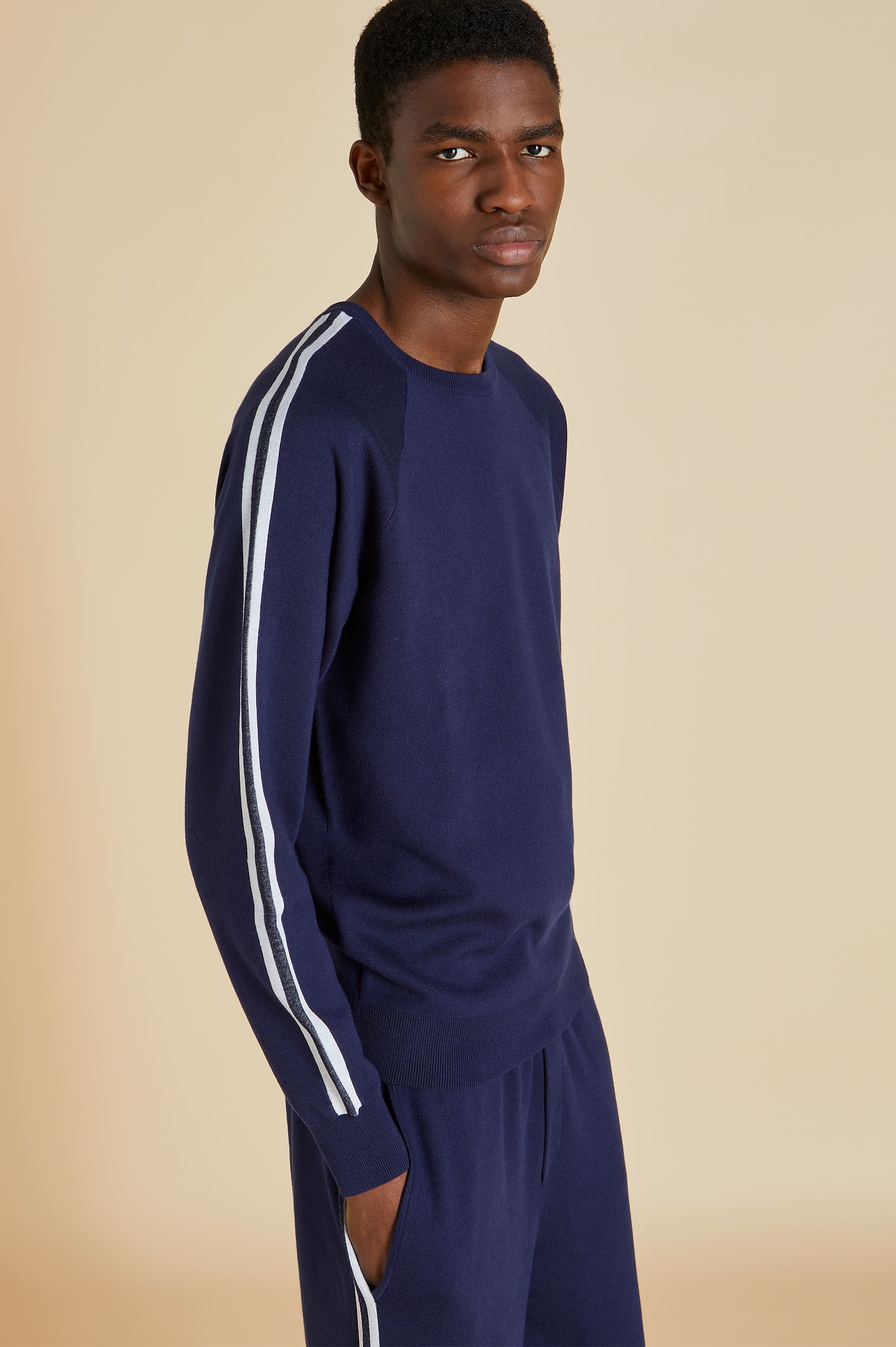 Missy Paris Navy Tracksuit in Silk-Cashmere