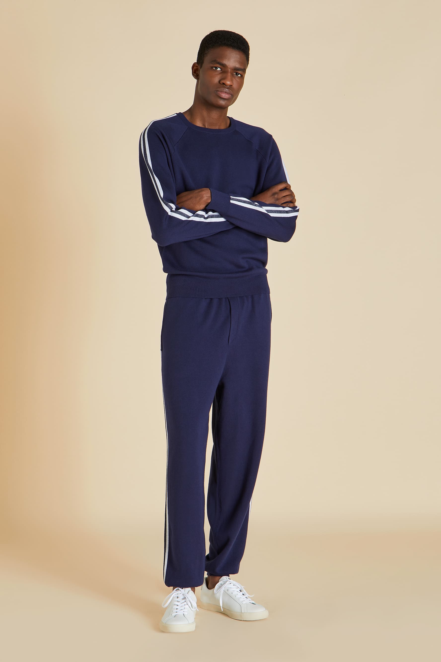 Missy Paris Navy Tracksuit in Silk-Cashmere