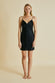 Xena Black Silk Satin Slip Dress